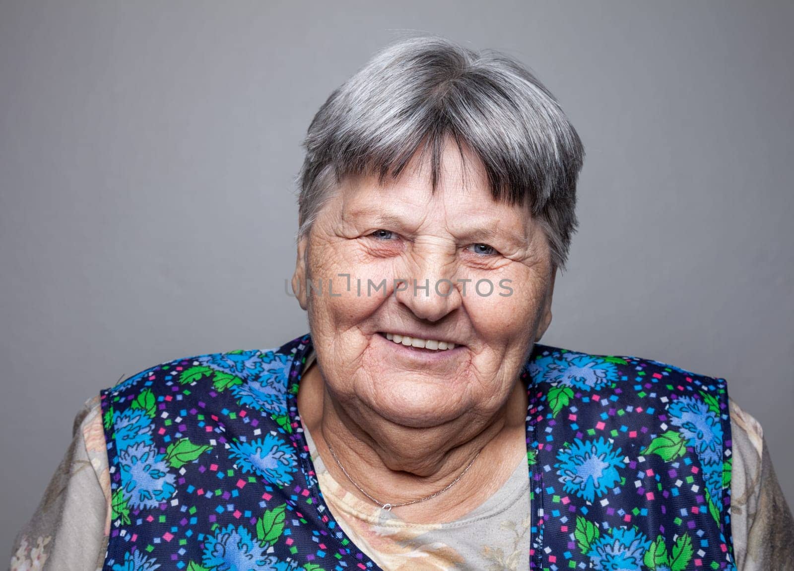 Closeup portrait of an elderly woman