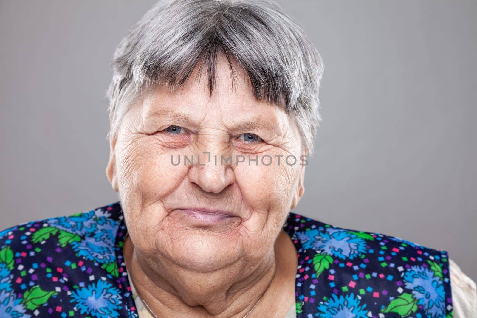 Closeup portrait of an elderly woman