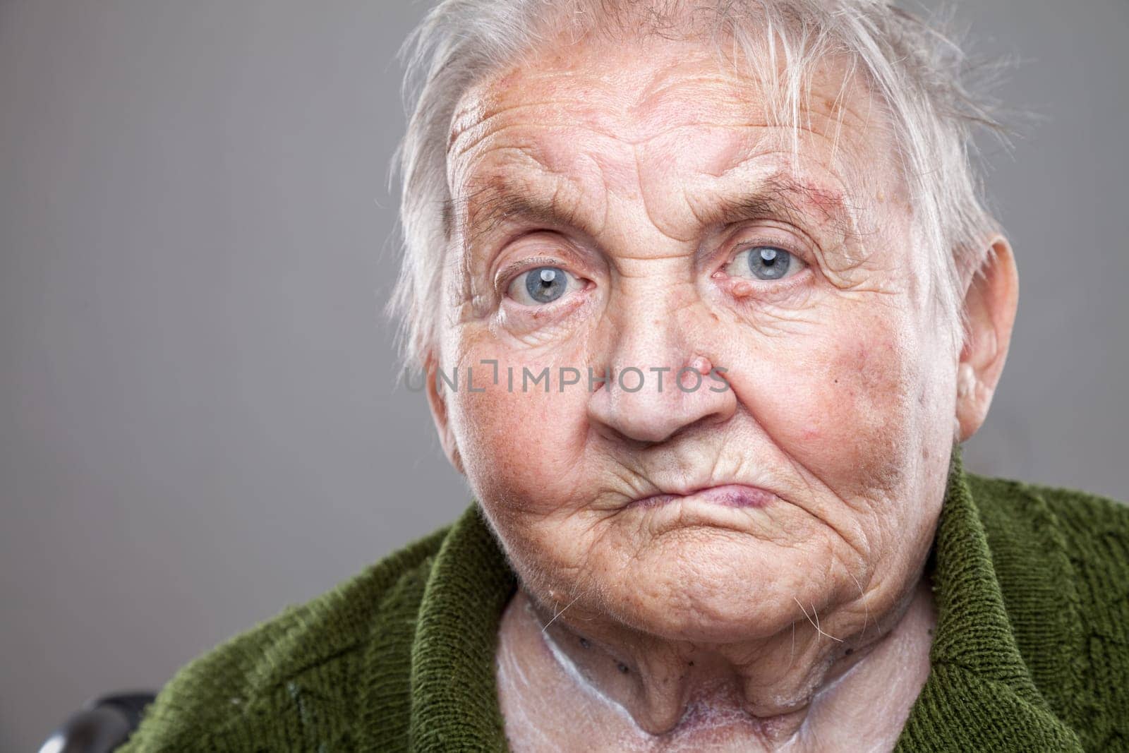 Closeup portrait of an elderly woman