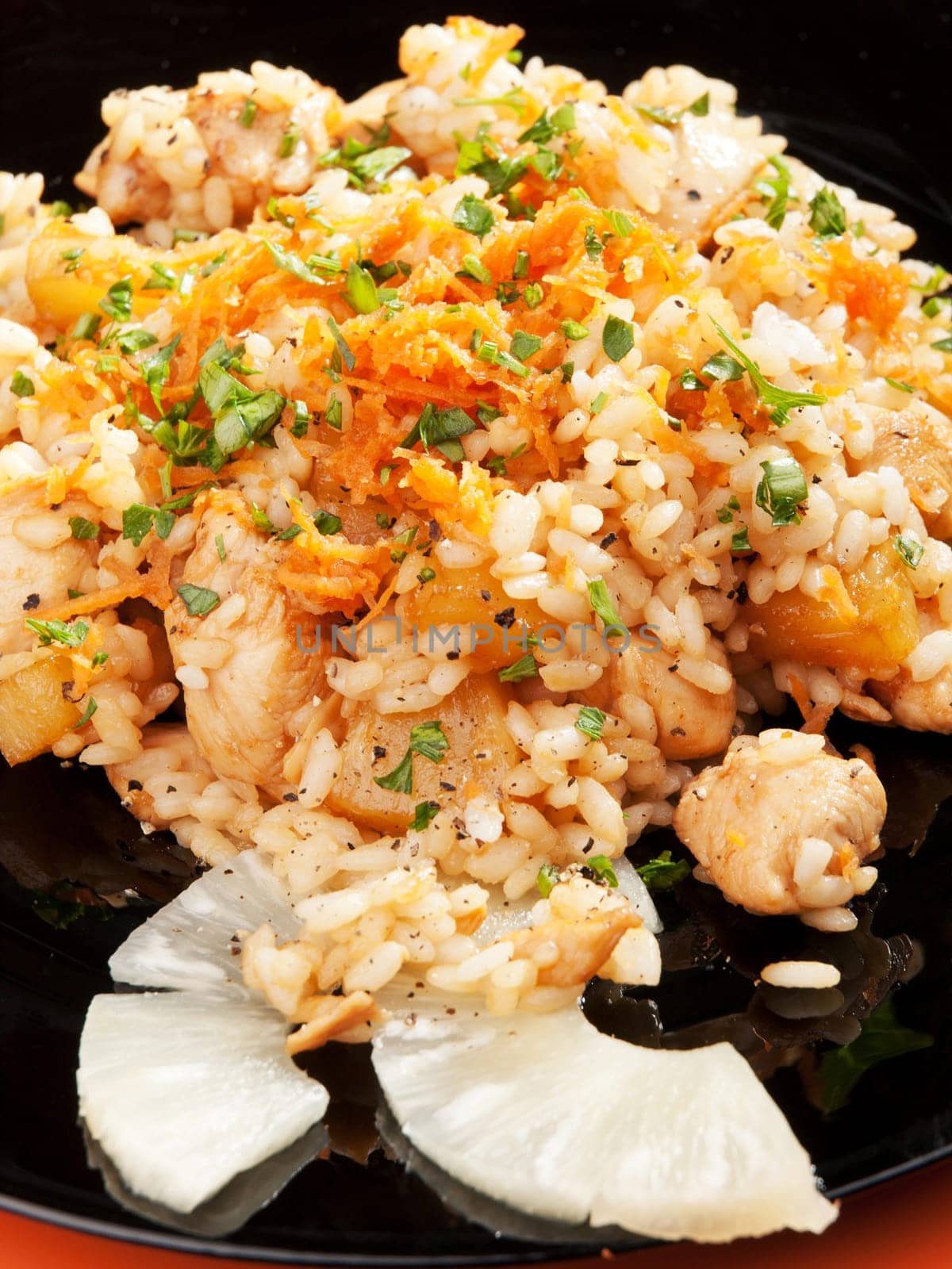 Seafood risotto - rice with shrimps and herbs