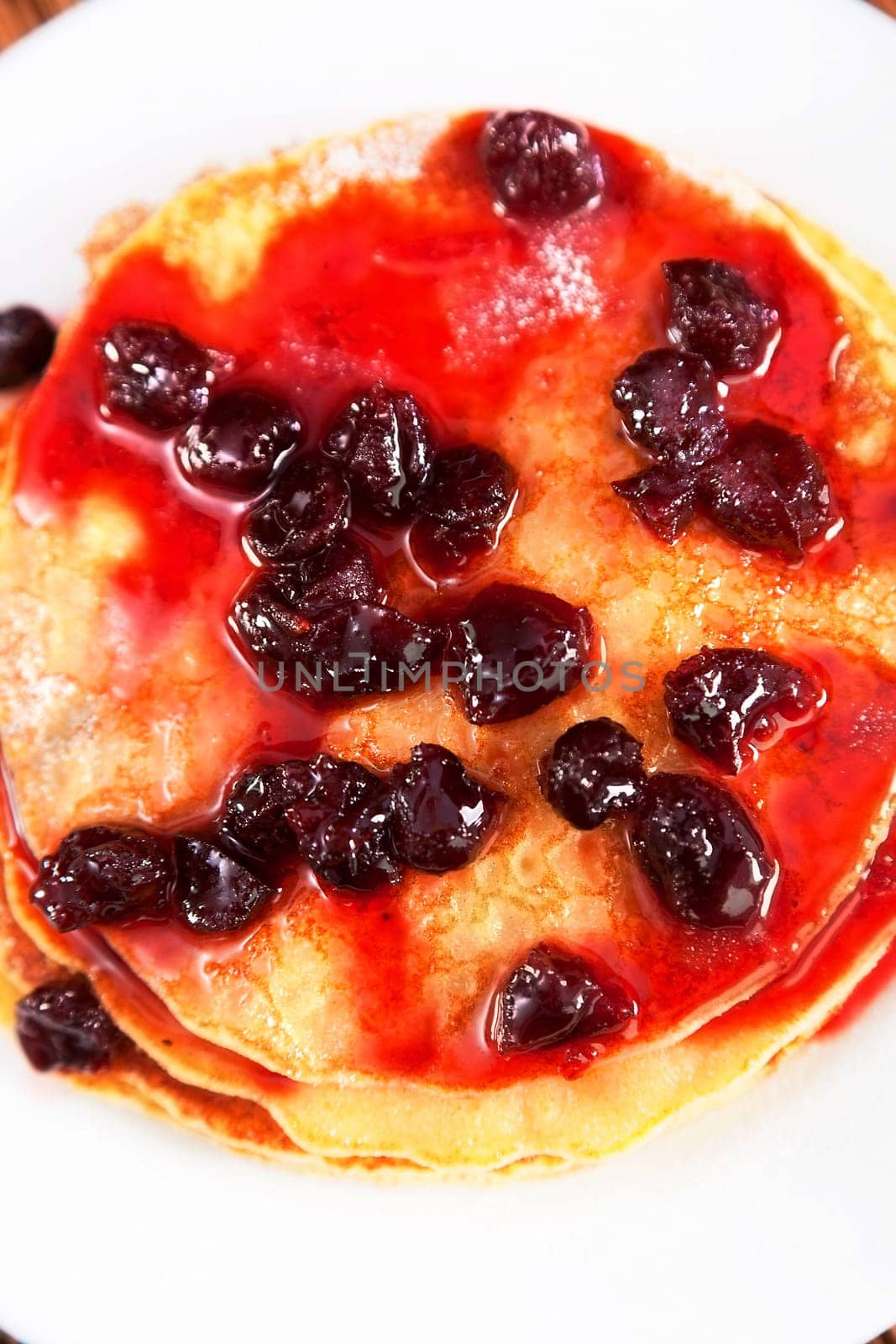 Pancakes with blueberry jam