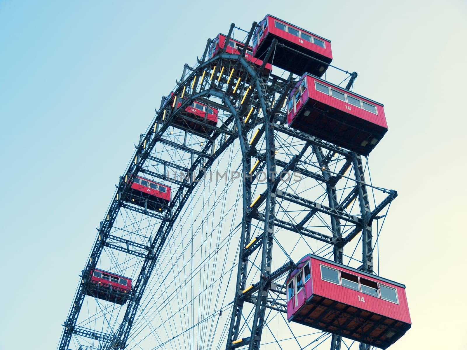 Old wheels of Prater - landmark in Vienna
