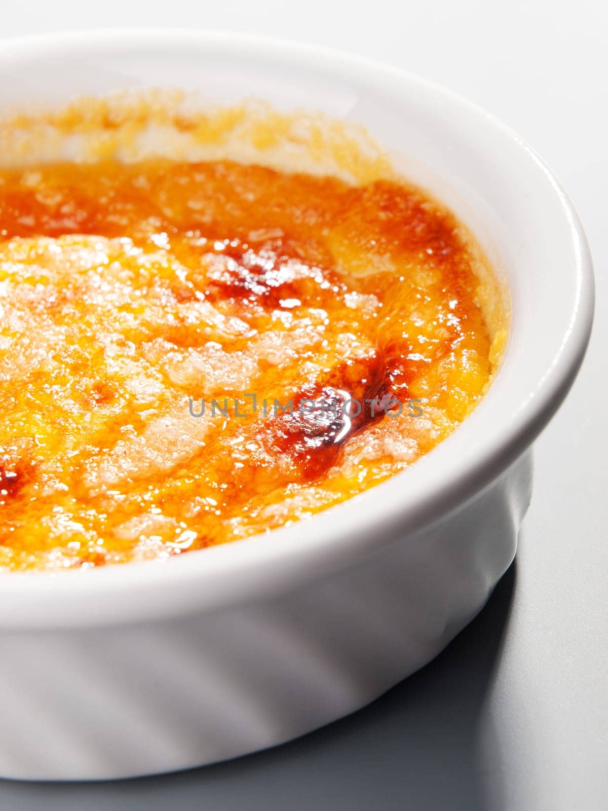 Creme Brulee, one portion, close up
