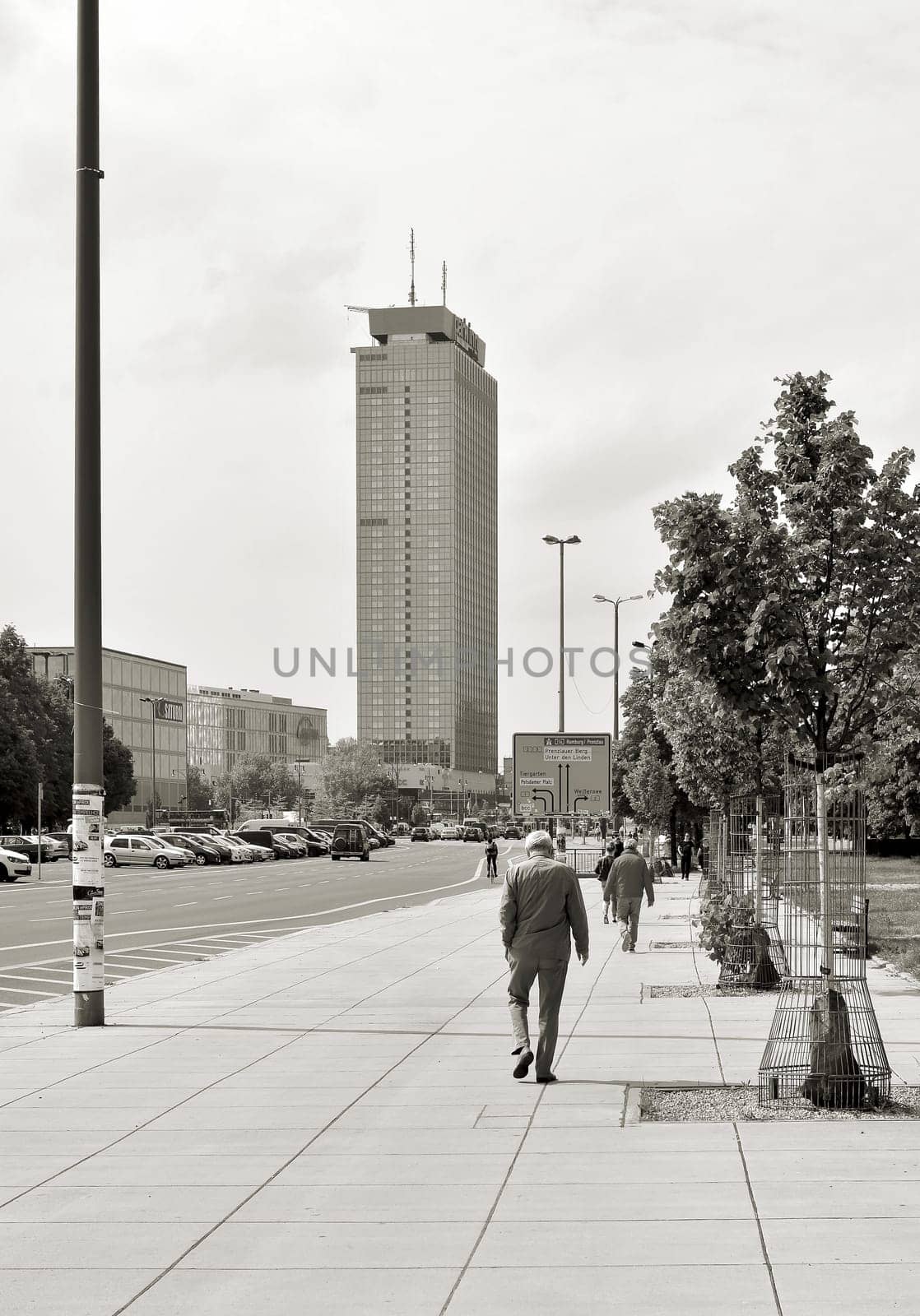 Footpath on the edge of Karl-Marx-Allee in Berlin