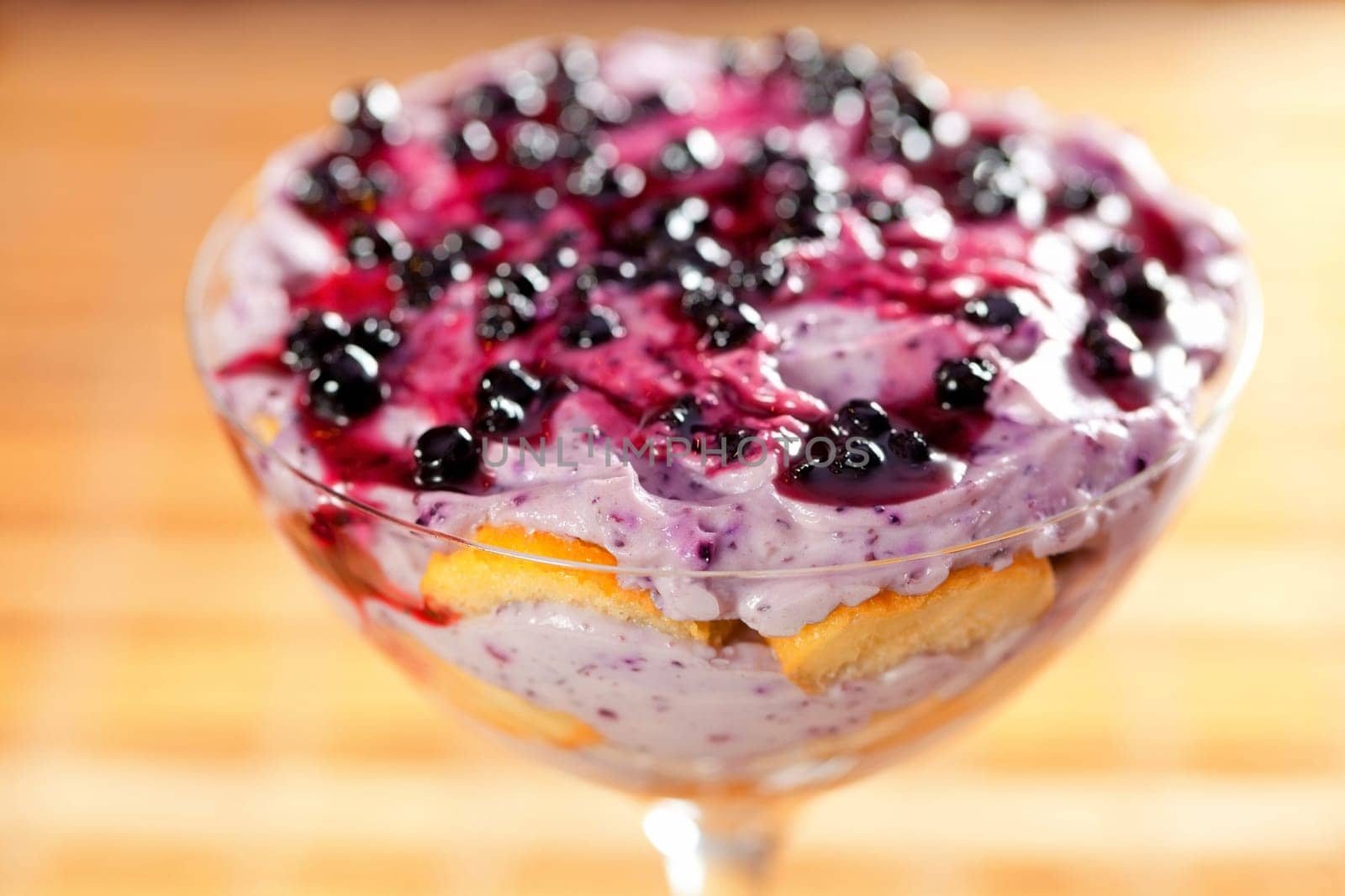 Blueberry tiramisu in a glass