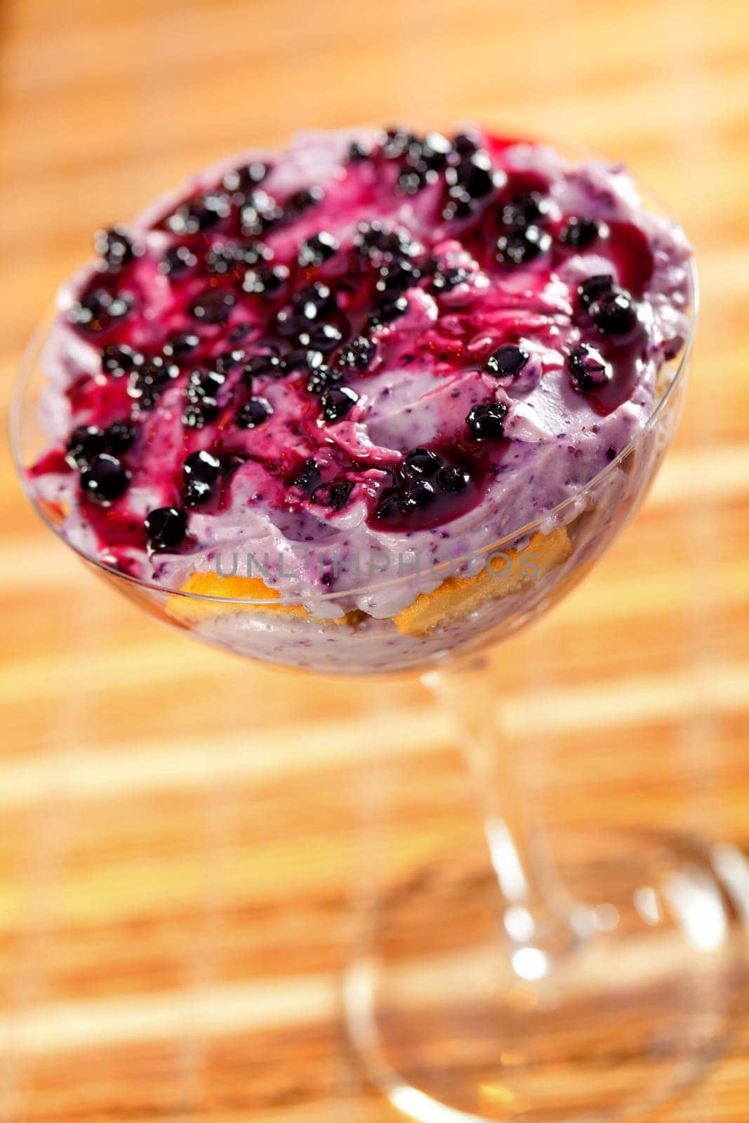 Blueberry tiramisu in a glass