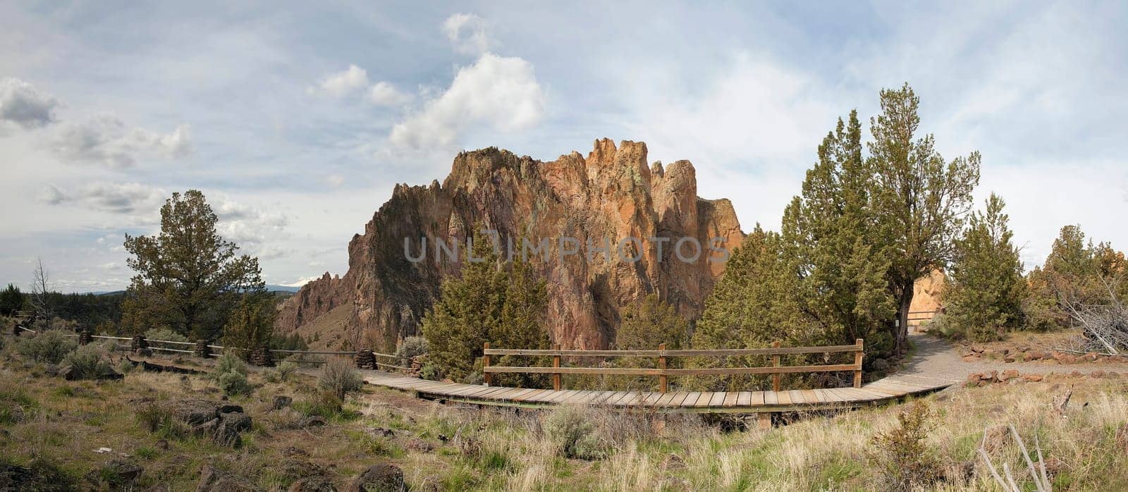 Hiking Trails at Smith Rock State Park in Terrebonne Oregon Panorama