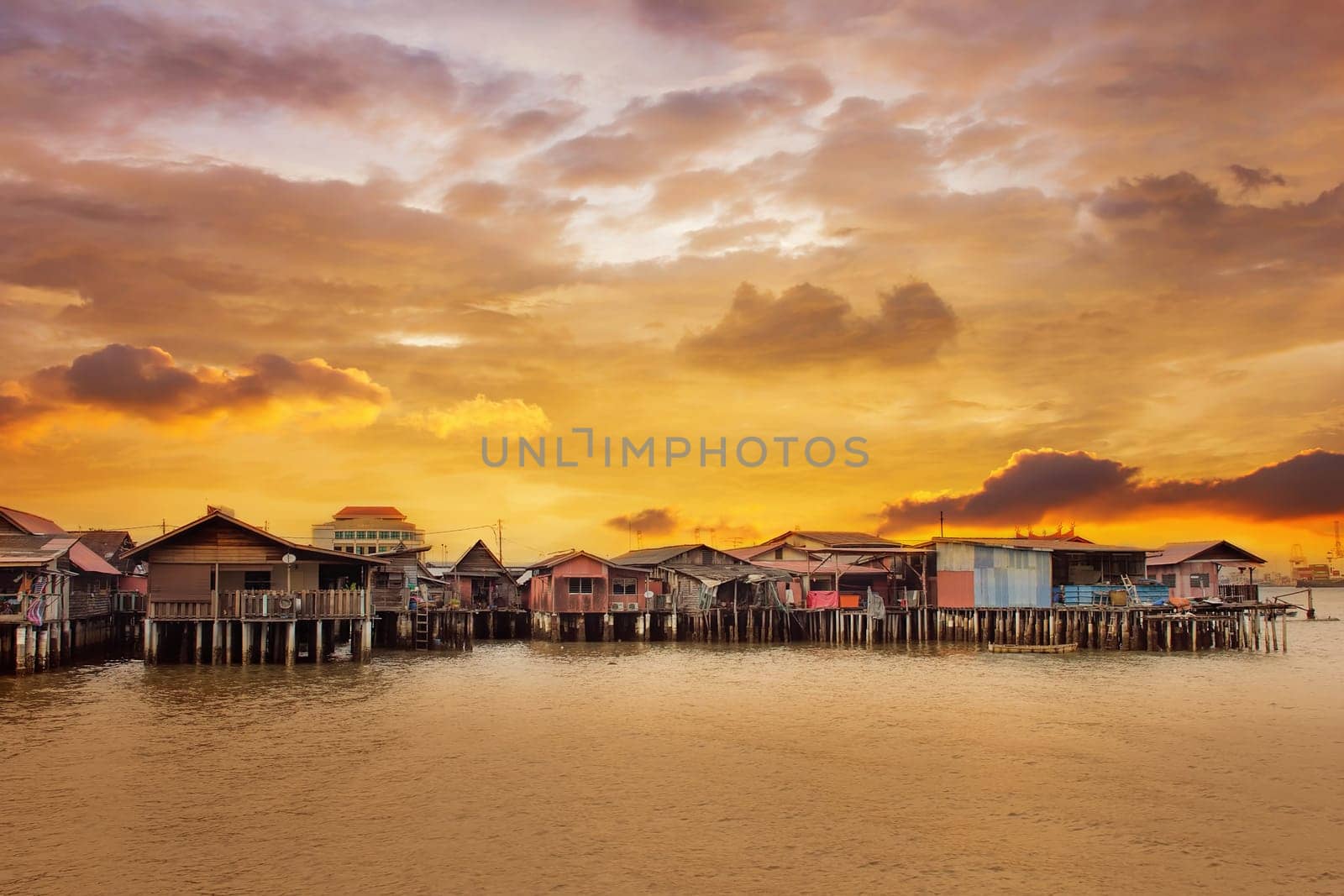 Sunrise Over Chew Jetty in Penang Malaysia