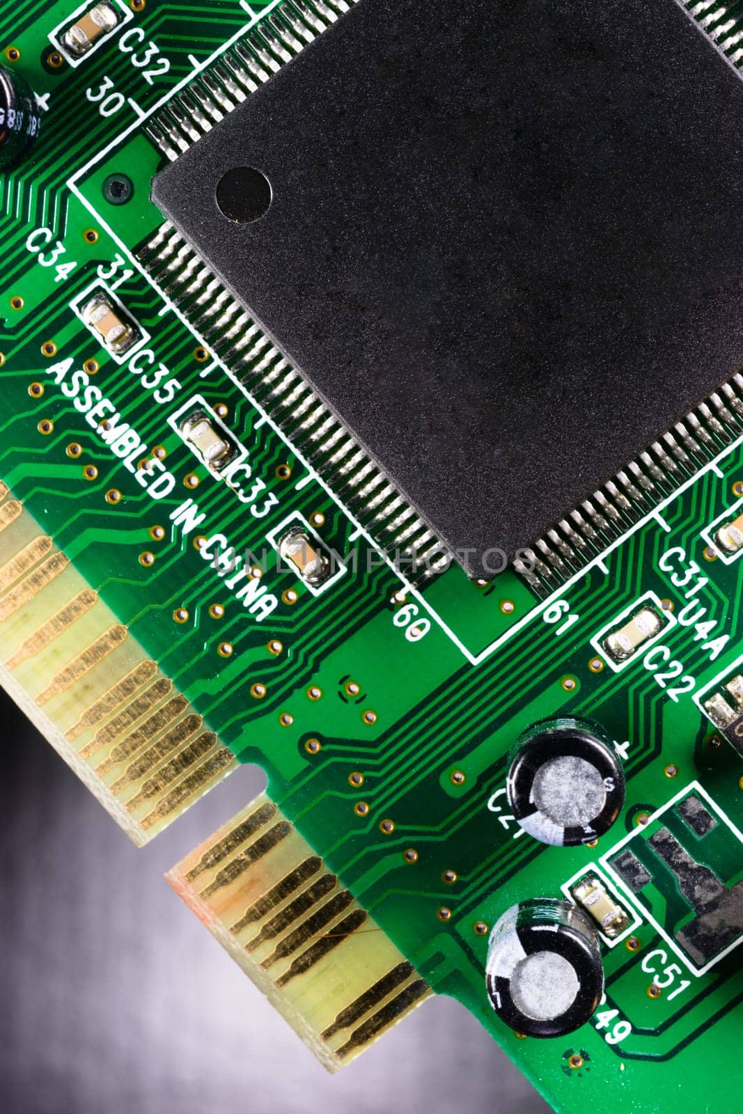 Close up macro view of a computer component