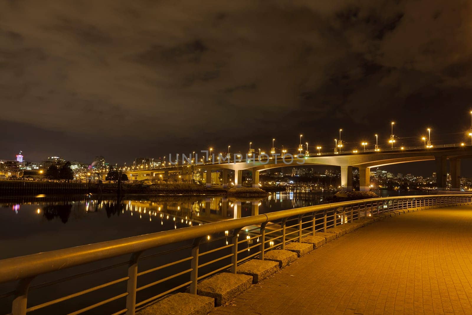 Vanccouver British Columbia Canada Cambie Bridge by Coopers Park at Night