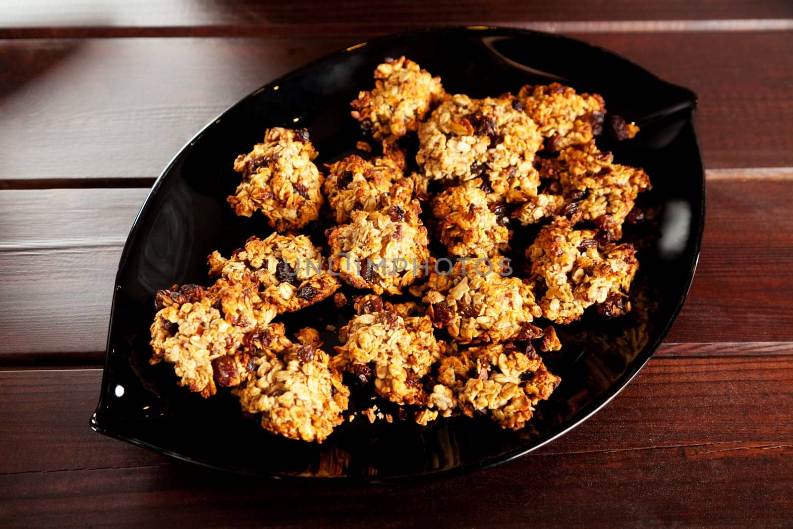 Homemade musli cookies with cereal and dried fruits