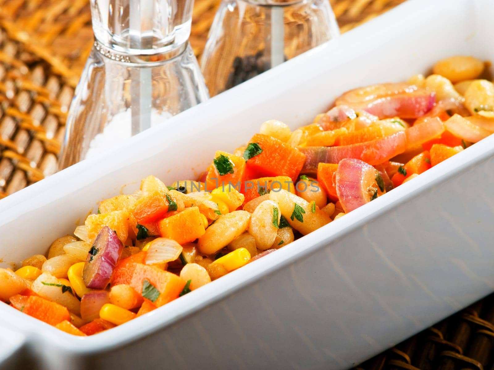 Venetian beans served, close up