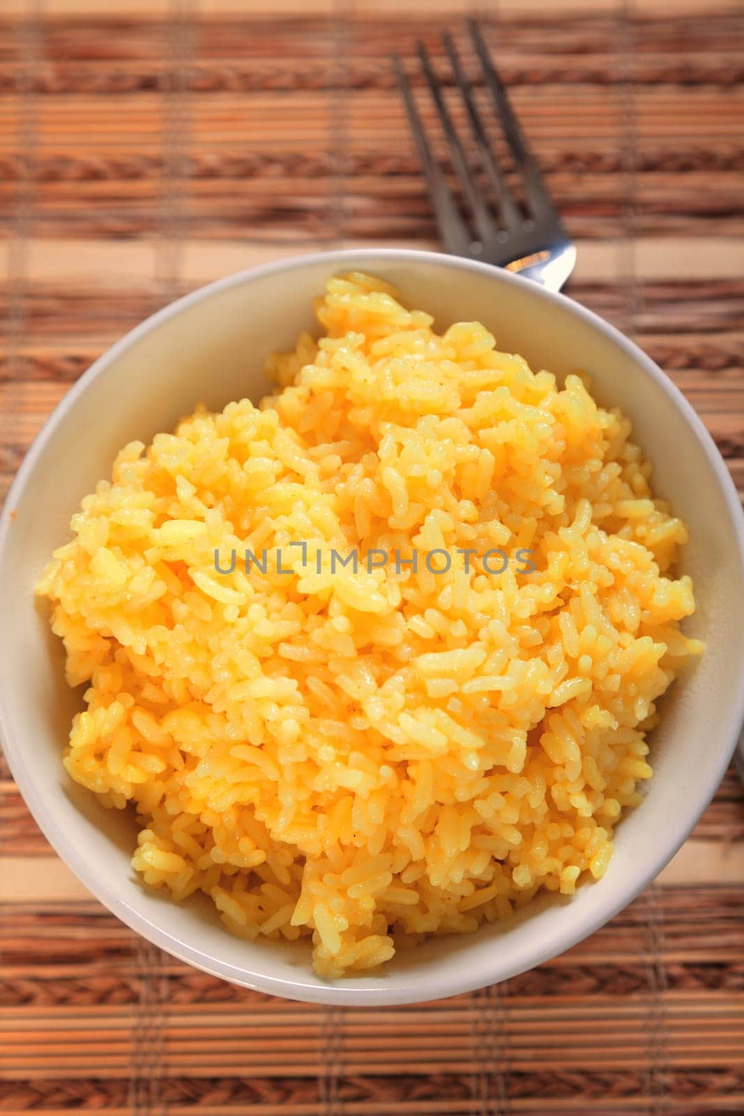 Rice cooked with kurkuma ready to eat
