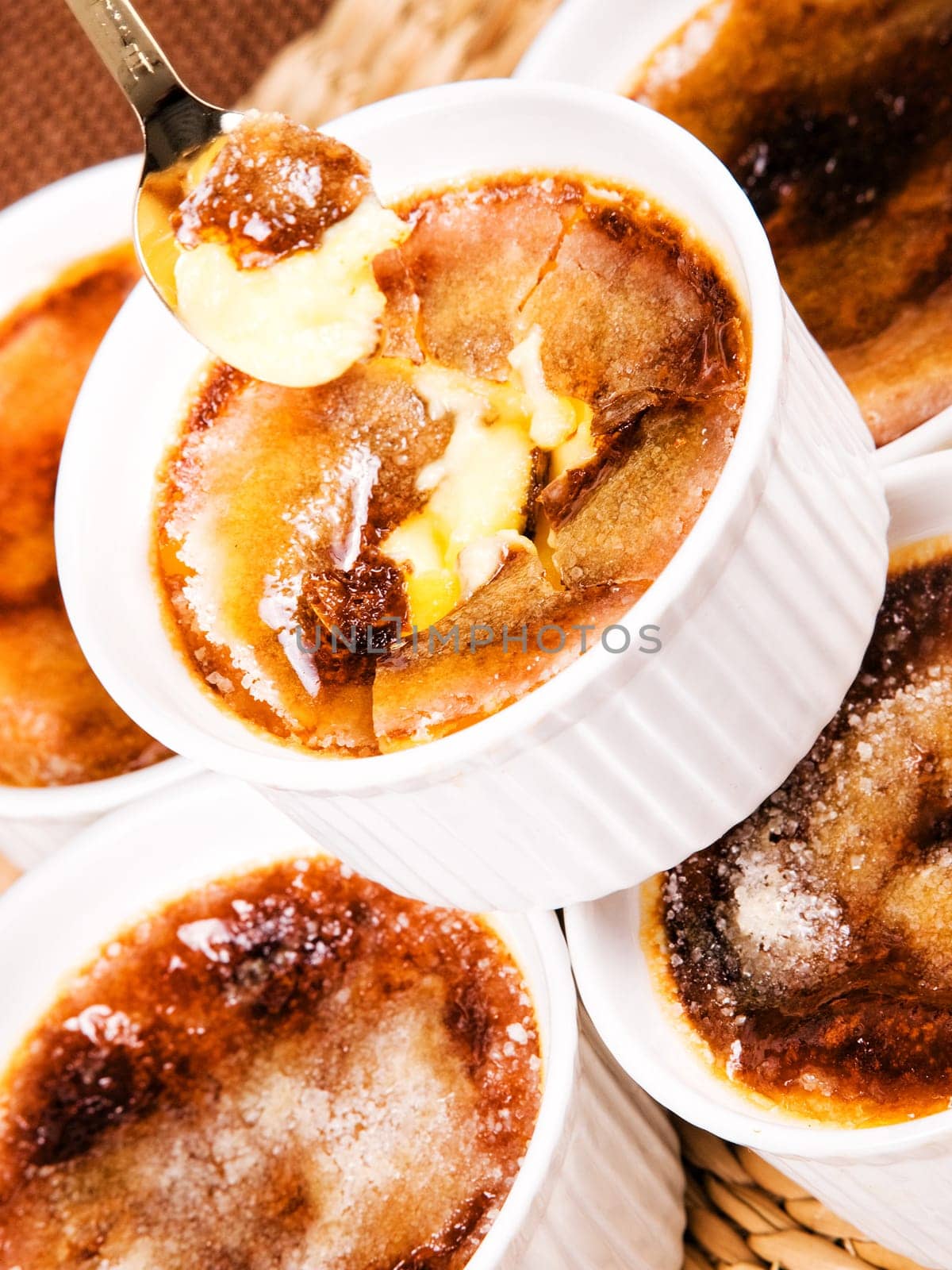 Creme Brulee, one portion, close up