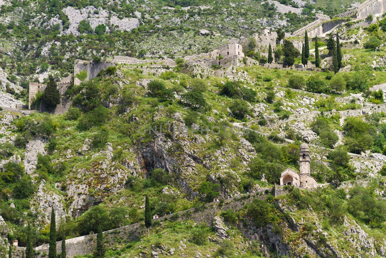Kotor fortress walls in the old town