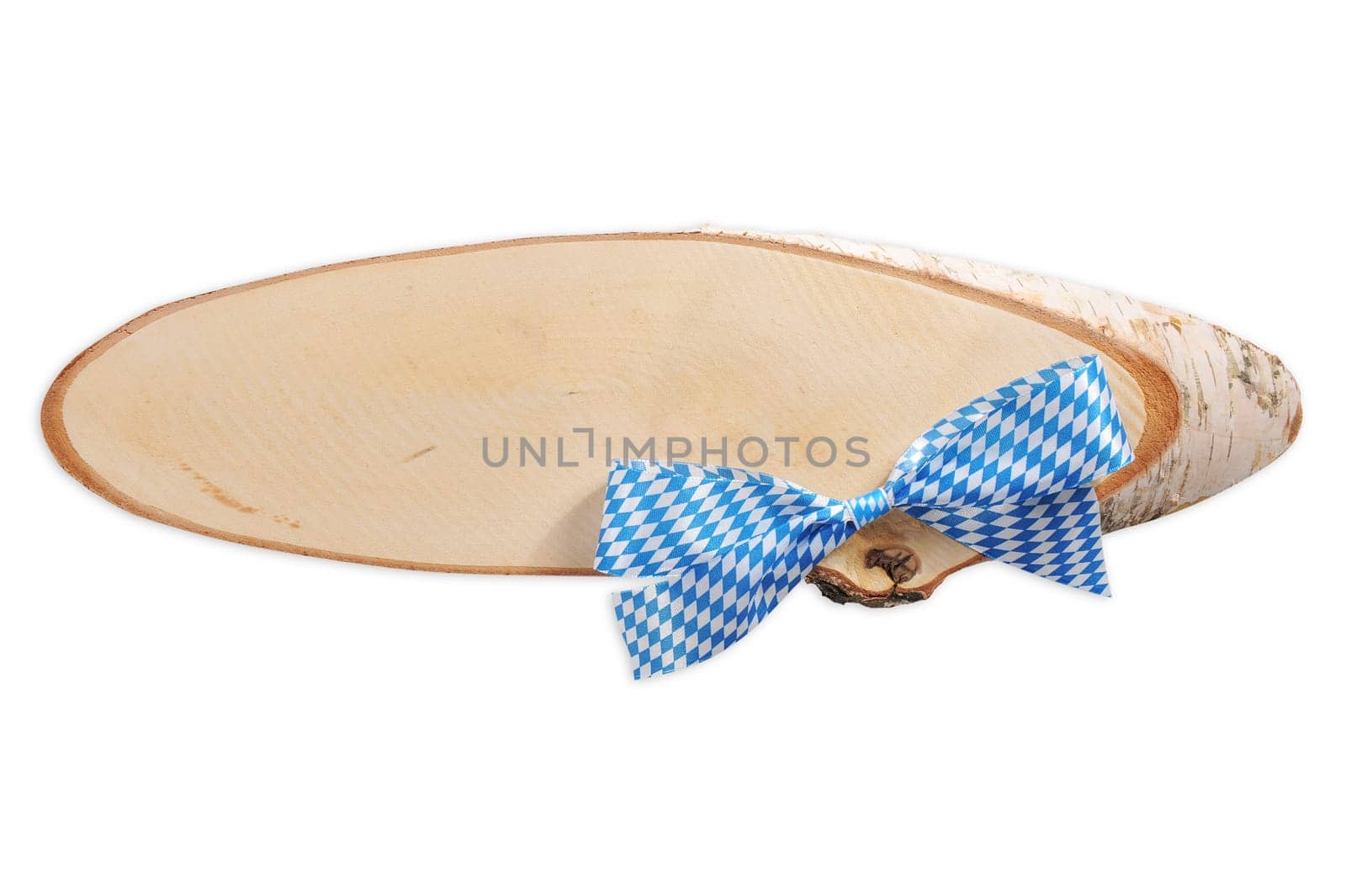 Old Bavarian barricade with bow and Bavarian diamond pattern on a white background. With text freedom.