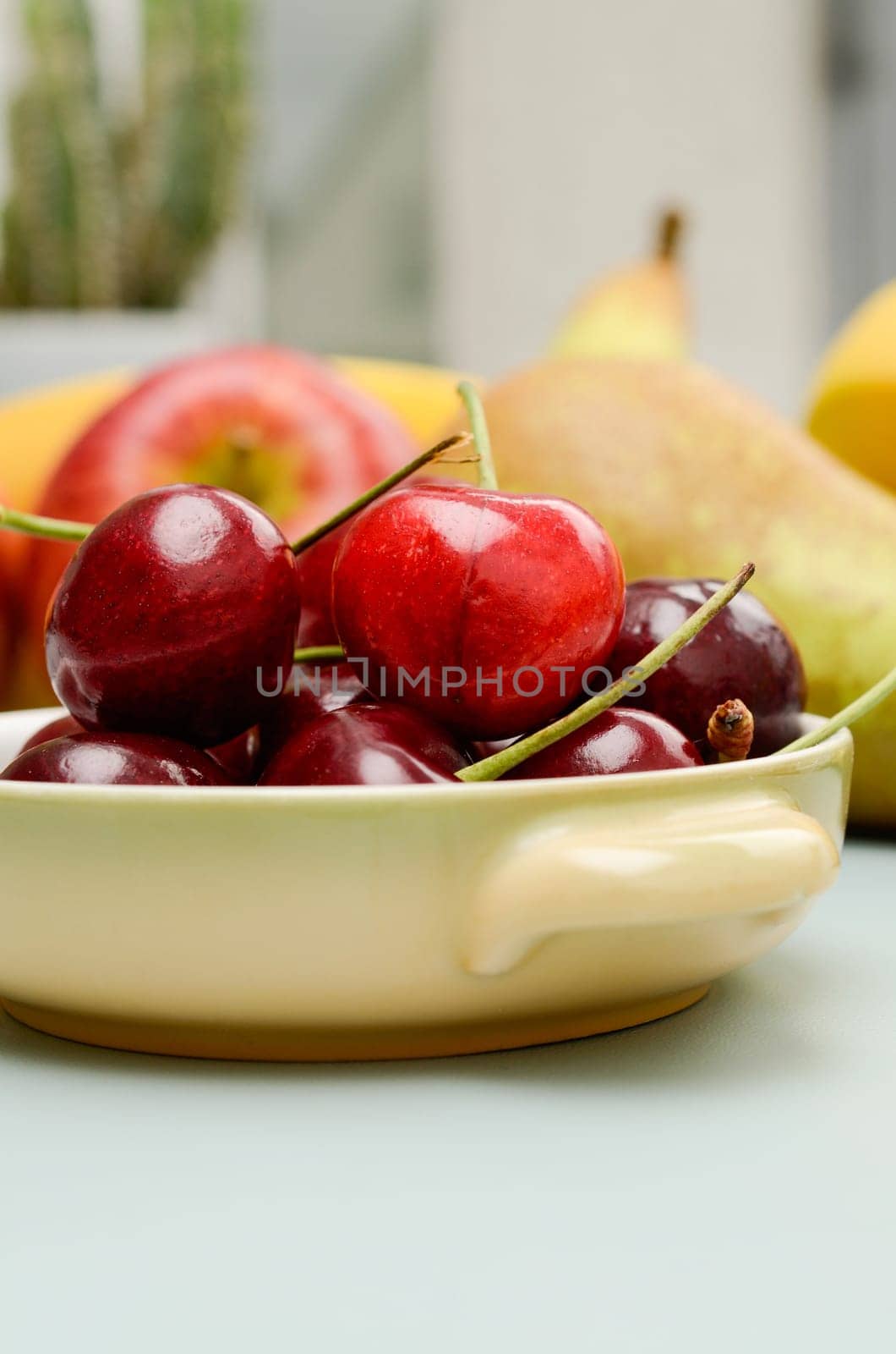 Sweet cherries in a kitchen