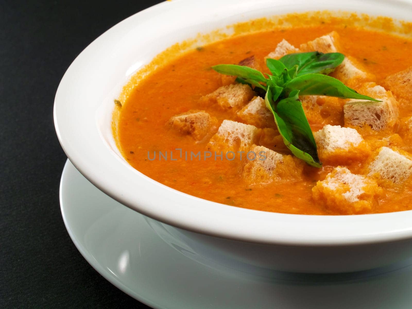 Italian soup with roasted tomatoes and peppers