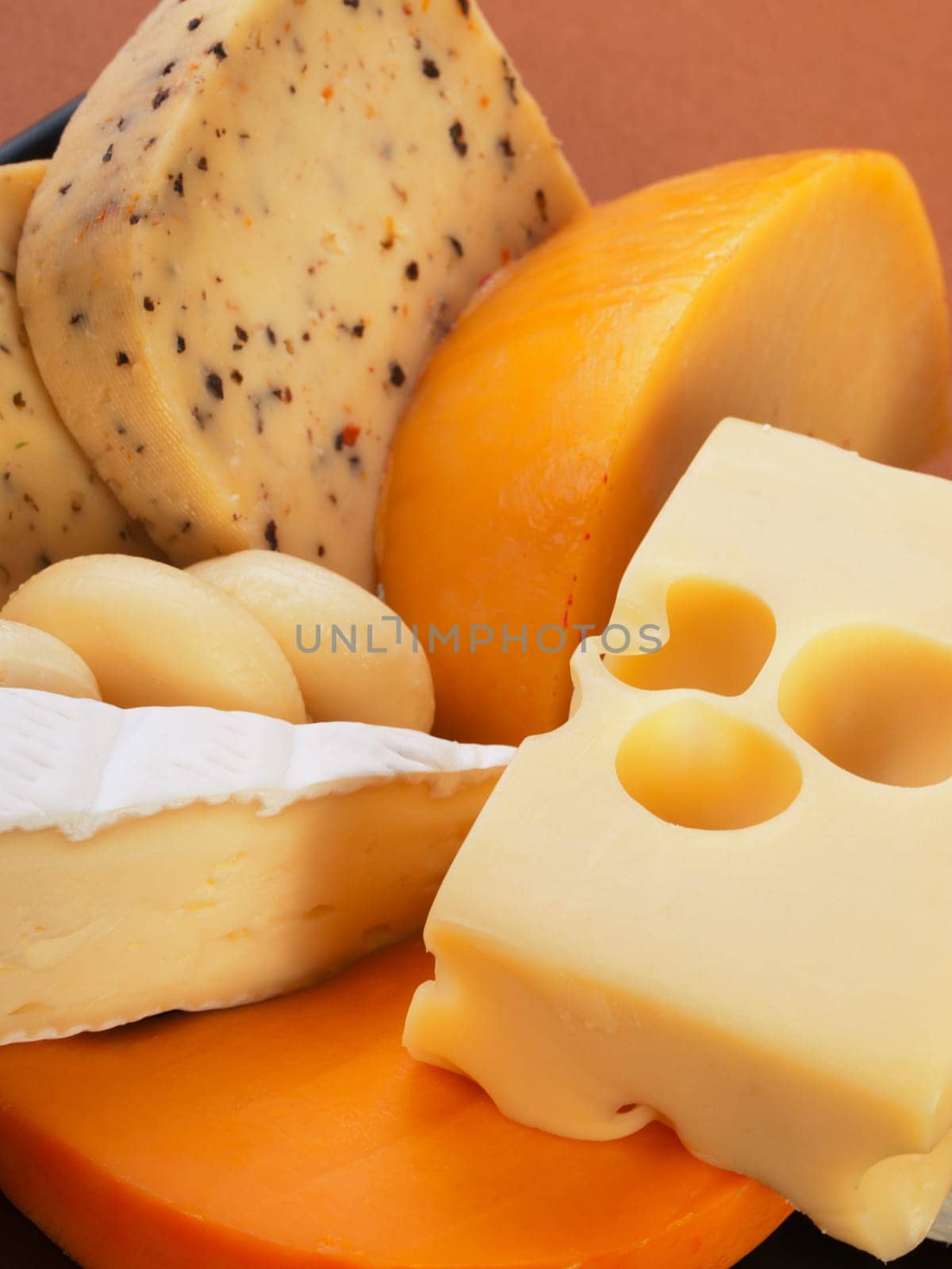 Various cheese still life close up