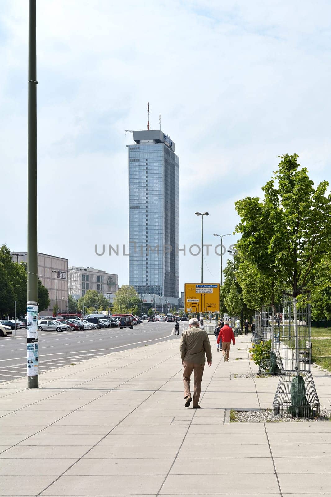 Footpath on the edge of Karl-Marx-Allee in Berlin