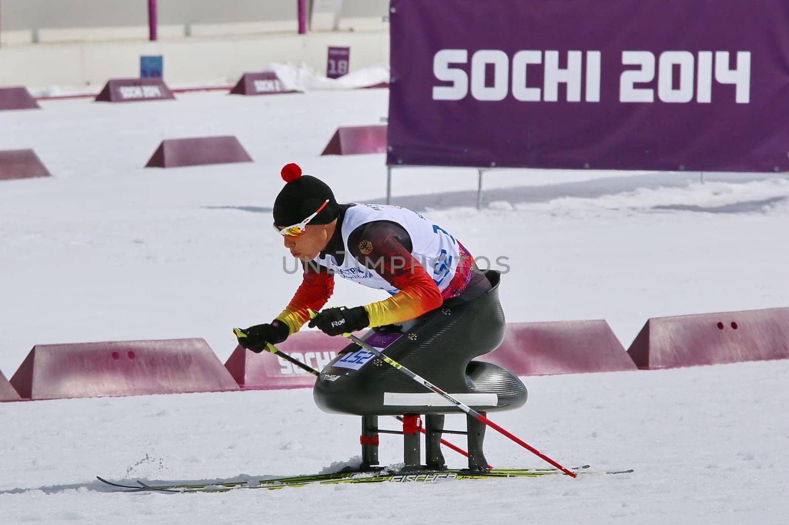 On the way to a second gold medal: Andrea Eskau in the five-kilometre seat ski race at the 2014 Paralympics in Sochi,Russia