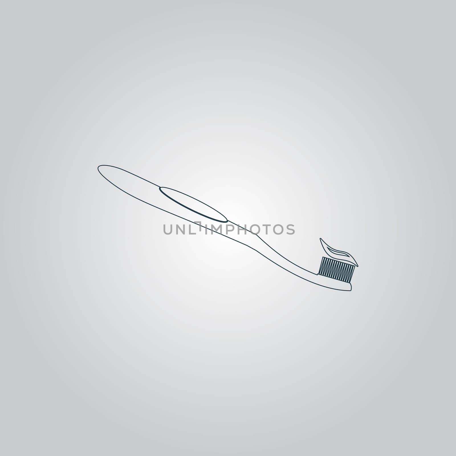 Toothbrush and Toothpaste. Flat web icon or sign isolated on grey background. Collection modern trend concept design style vector illustration symbol