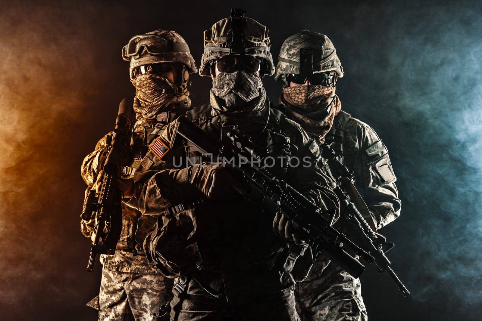 United States paratroopers airborne infantry in the smoke
