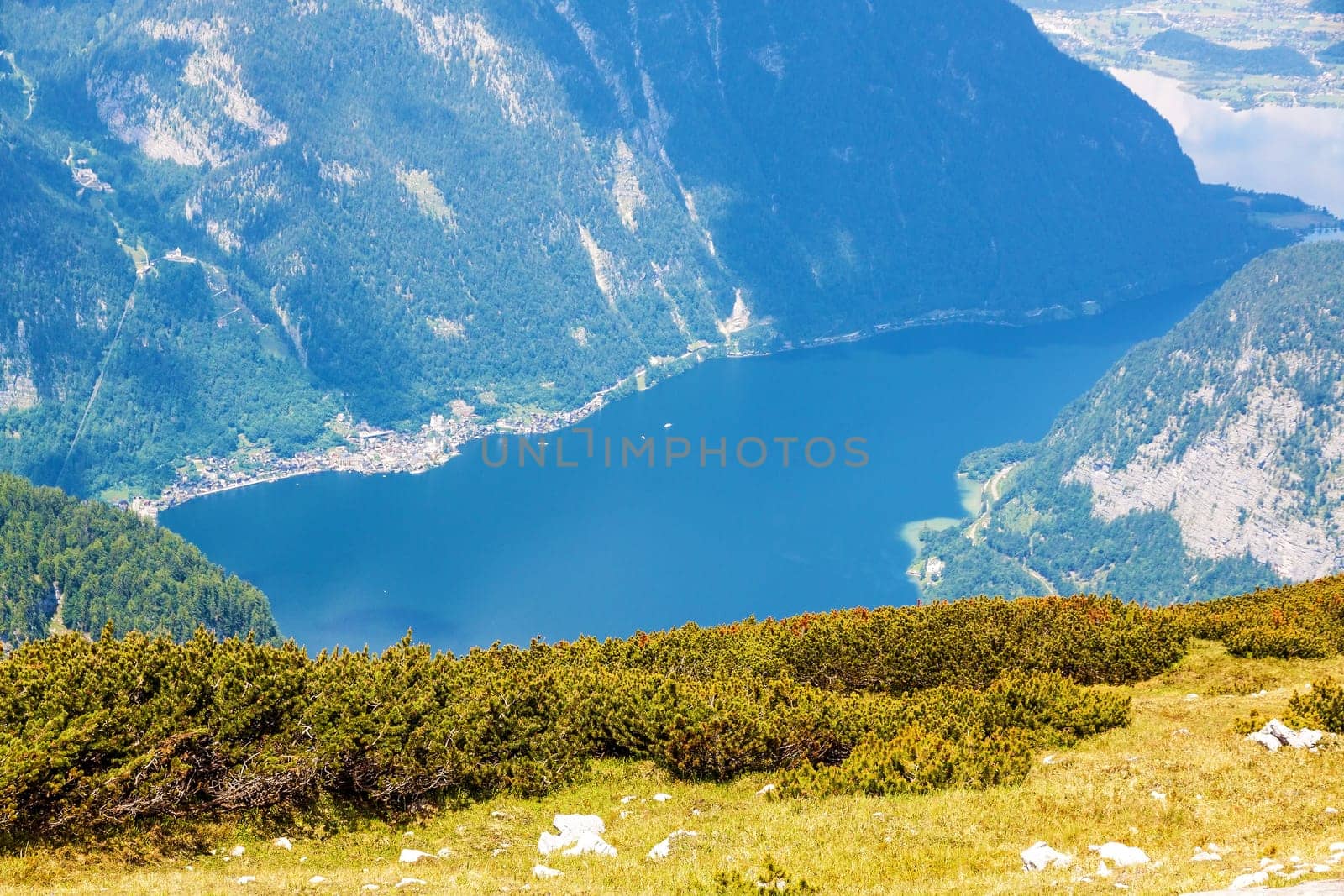 View from the "Welterbespirale"" at the Dachstein-Krippenstein to Lake Hallstatt"