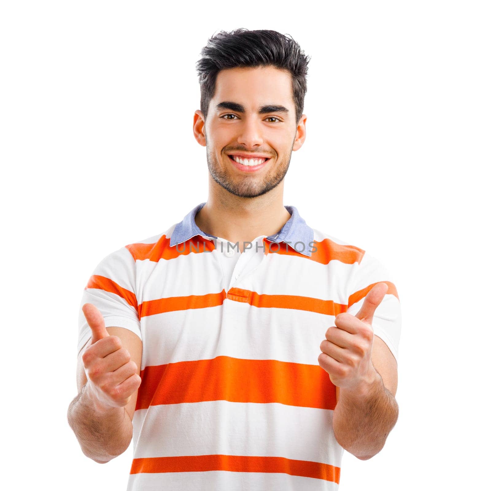 Portrait of happy handsome young man isolated on white background