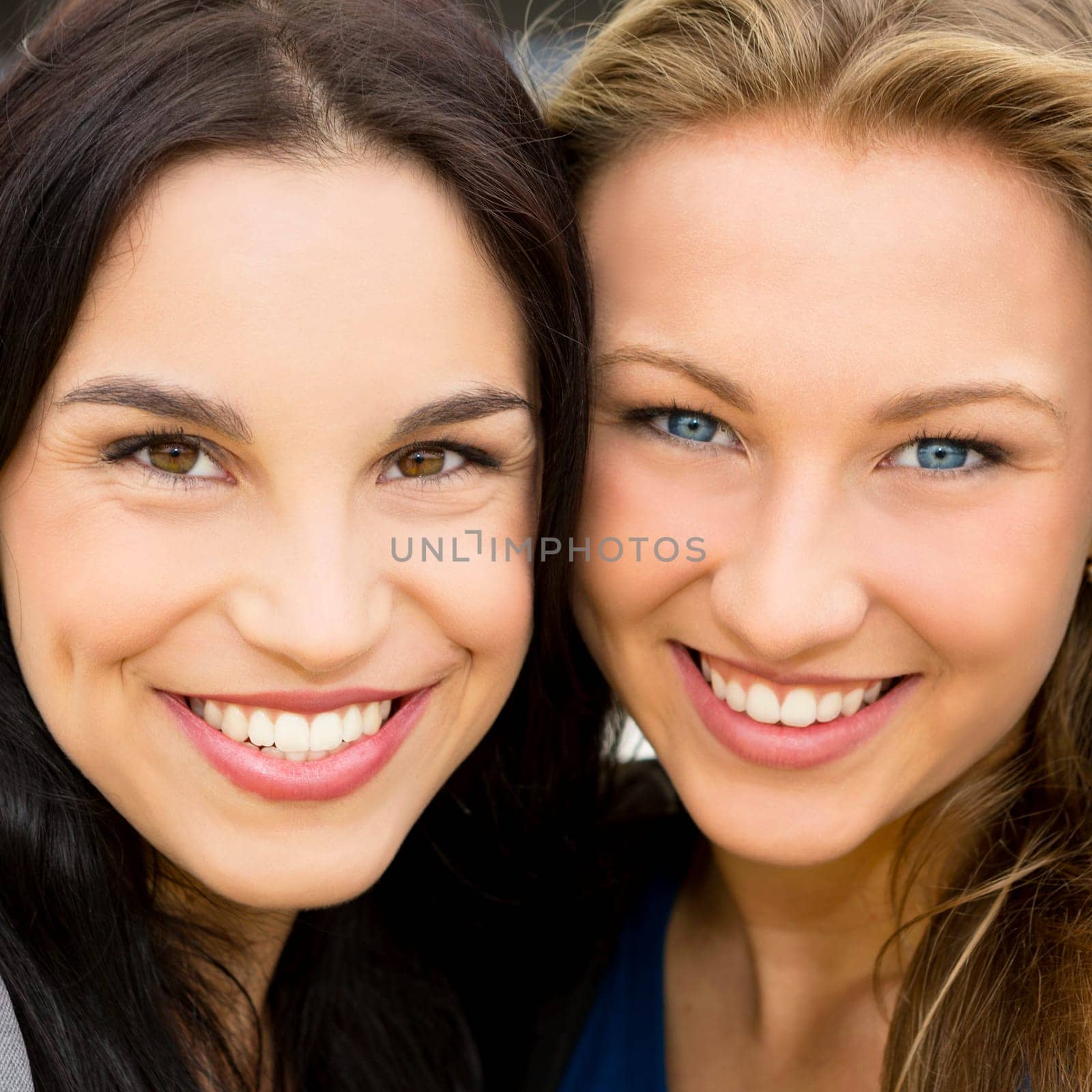 Portrait of a beautiful two young girls smiling