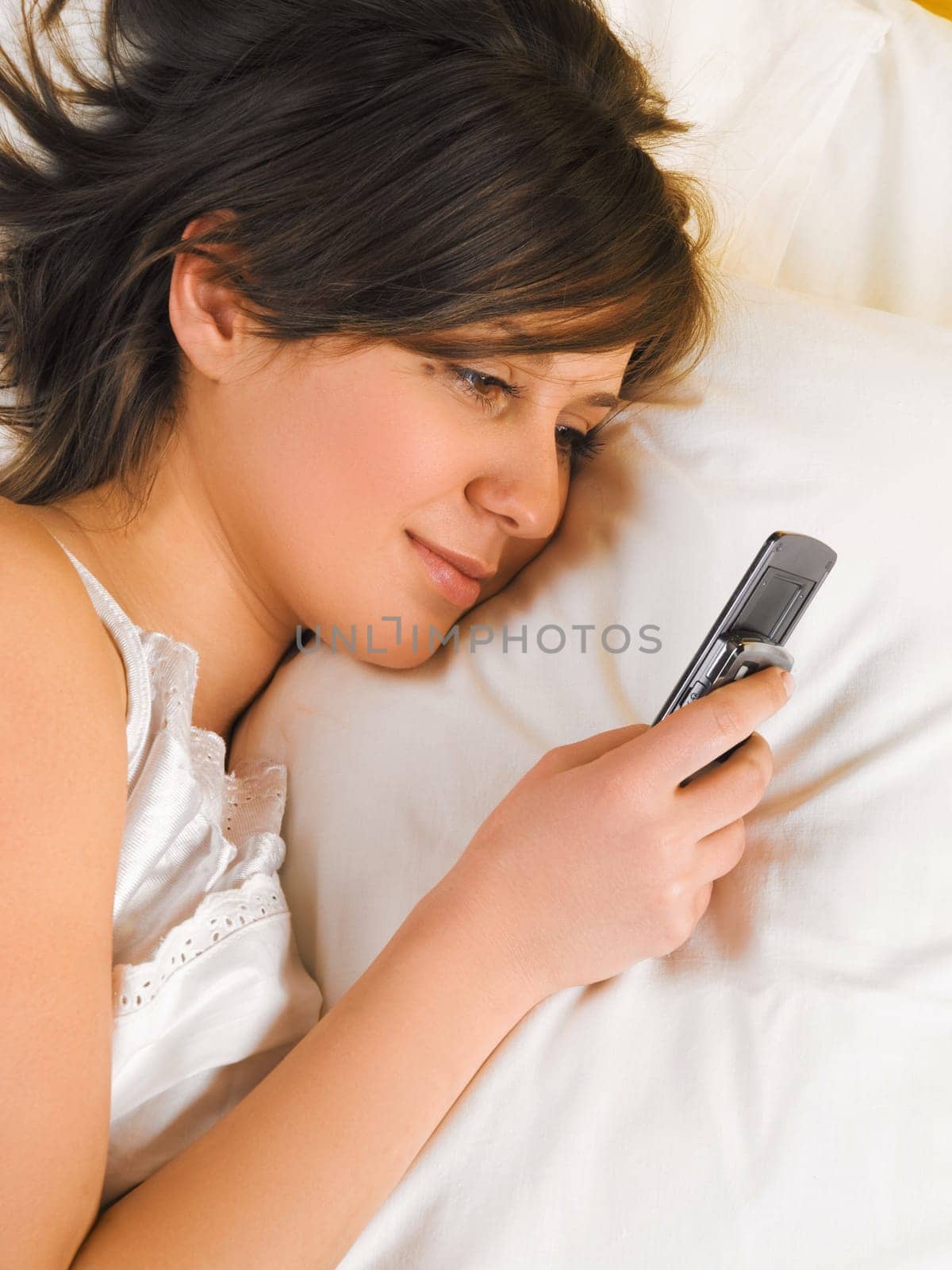 Reading sms in bed