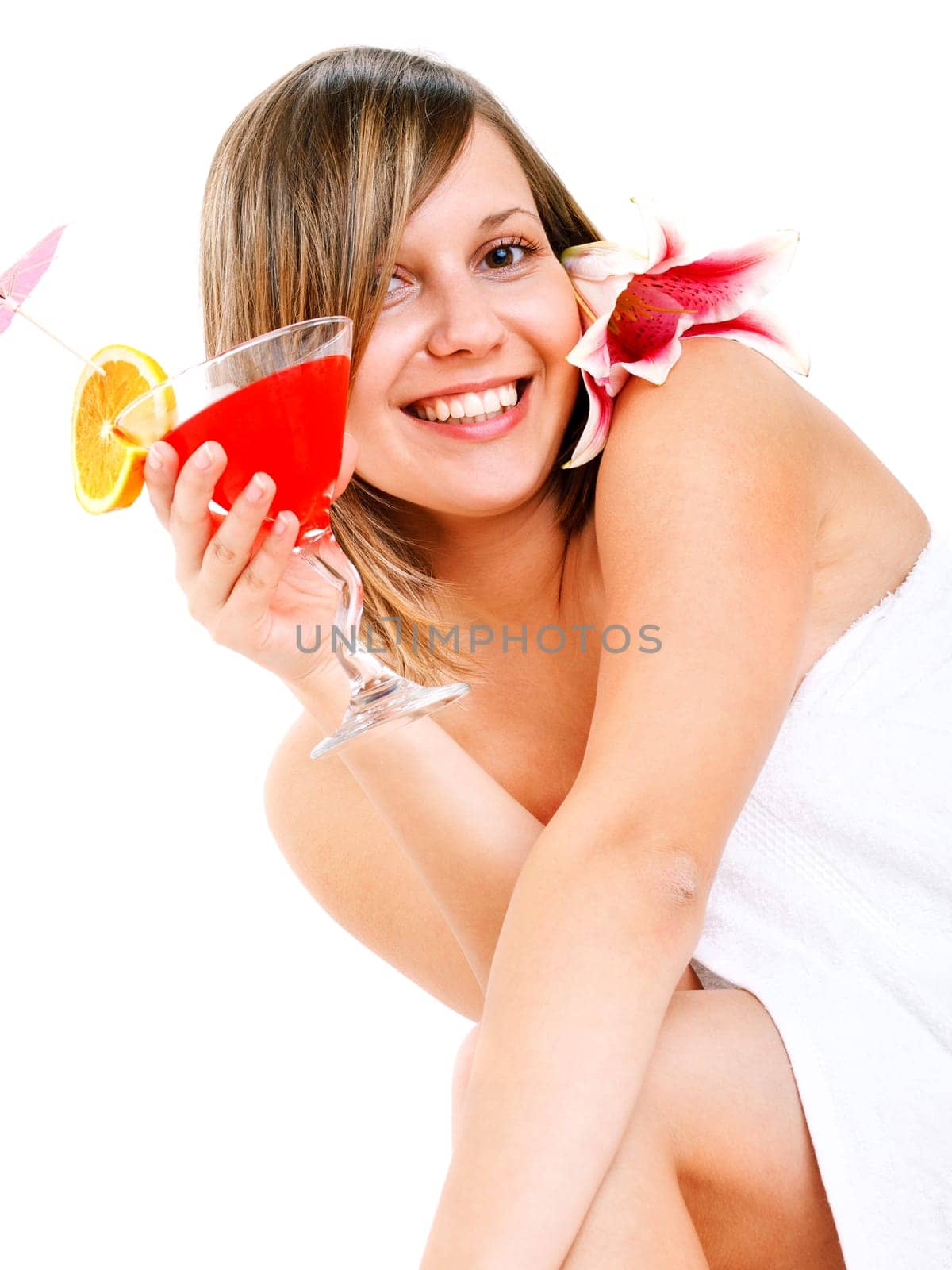Woman drinking tropical drink