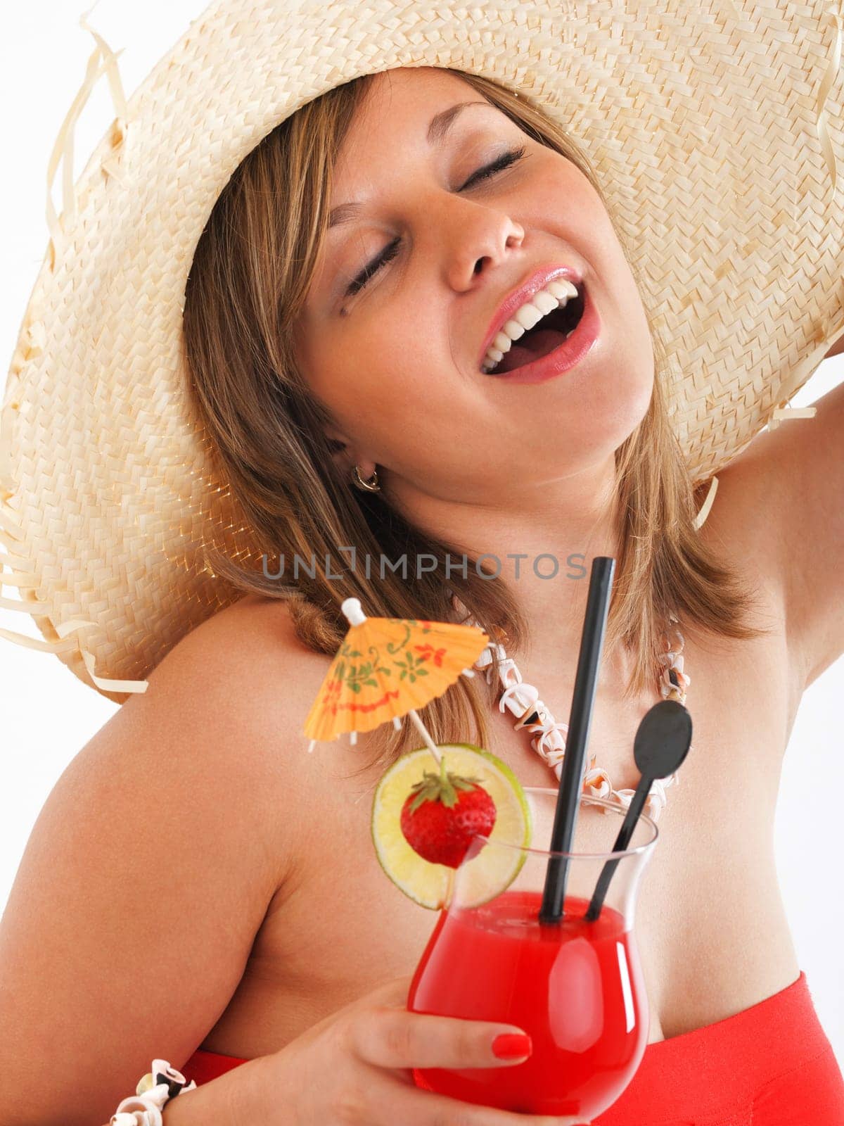Woman with hat and cocktail