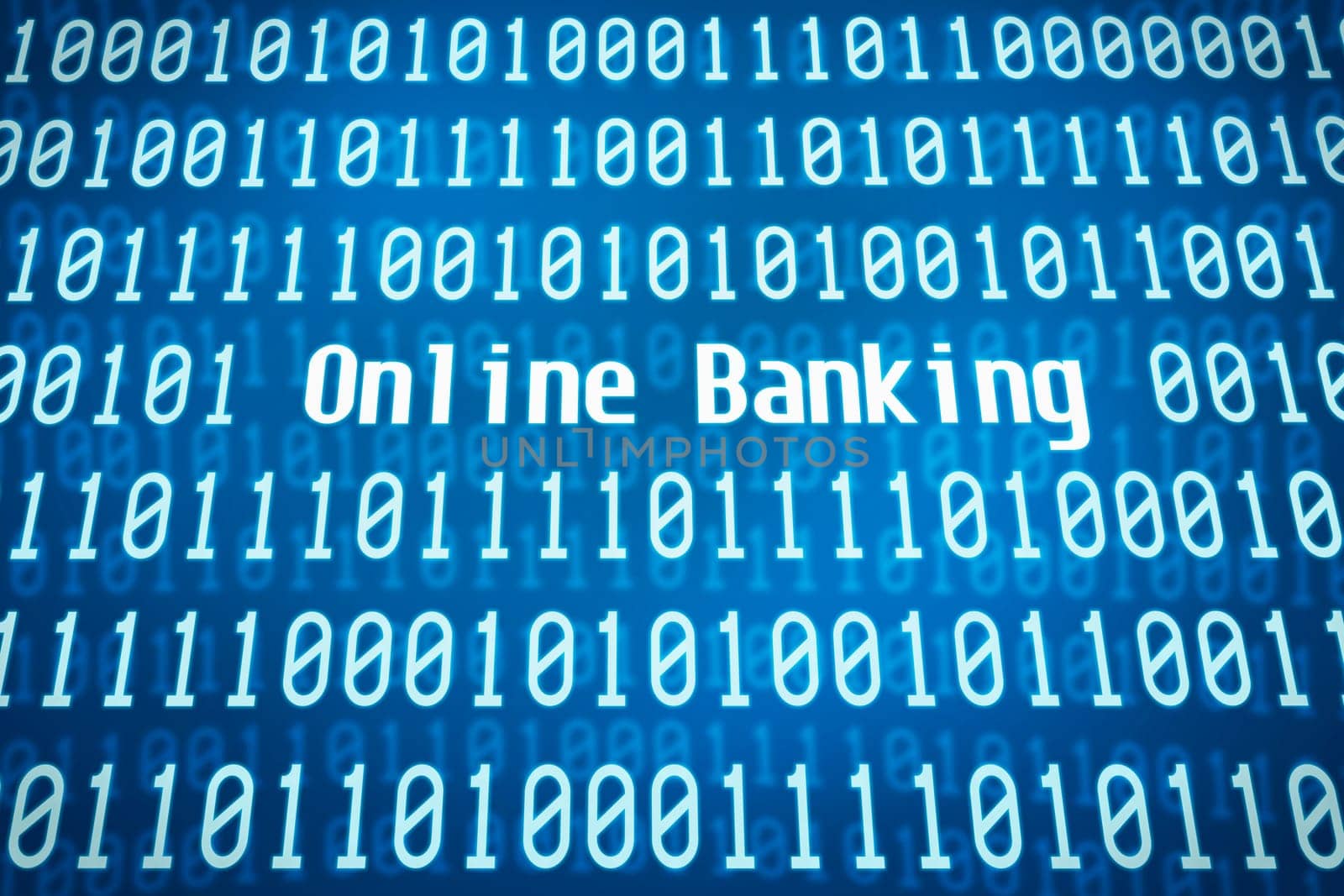 Binary code with the word online banking