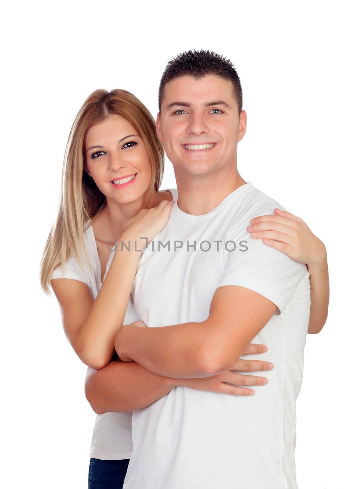 Loving couple isolated on a white background