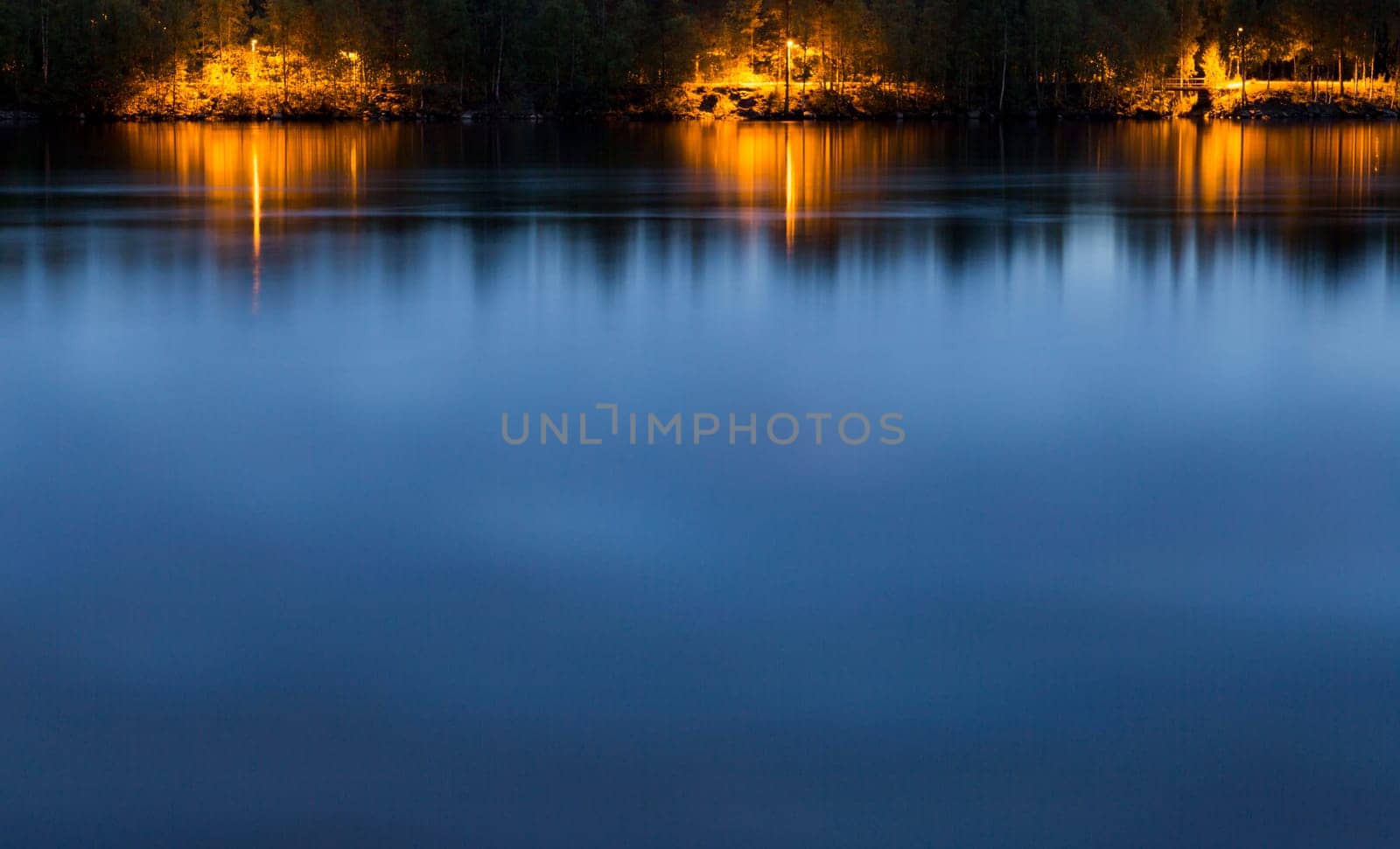 Street Light on Path by River in Umea, Sweden