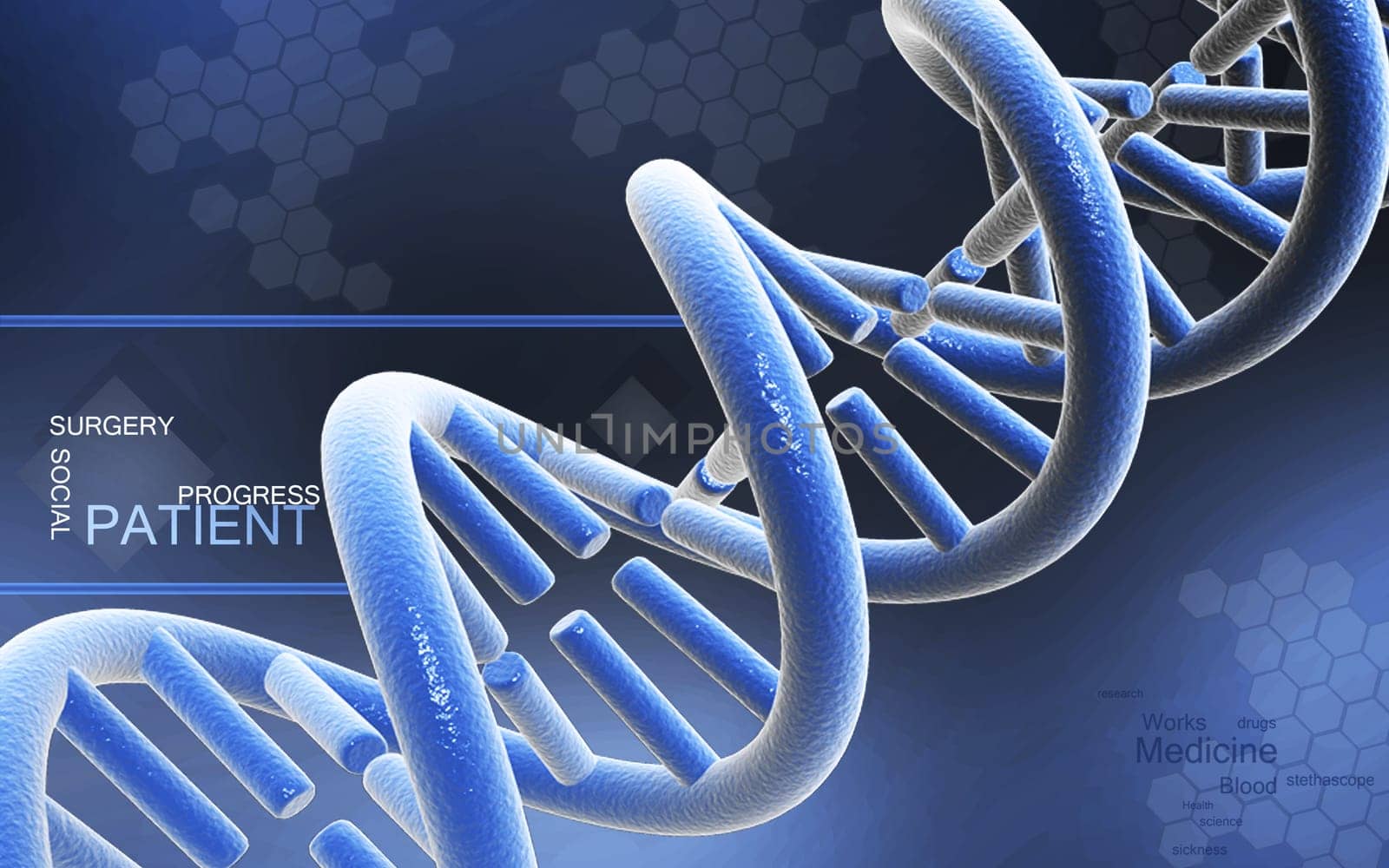 Digital illustration DNA structure in colour background