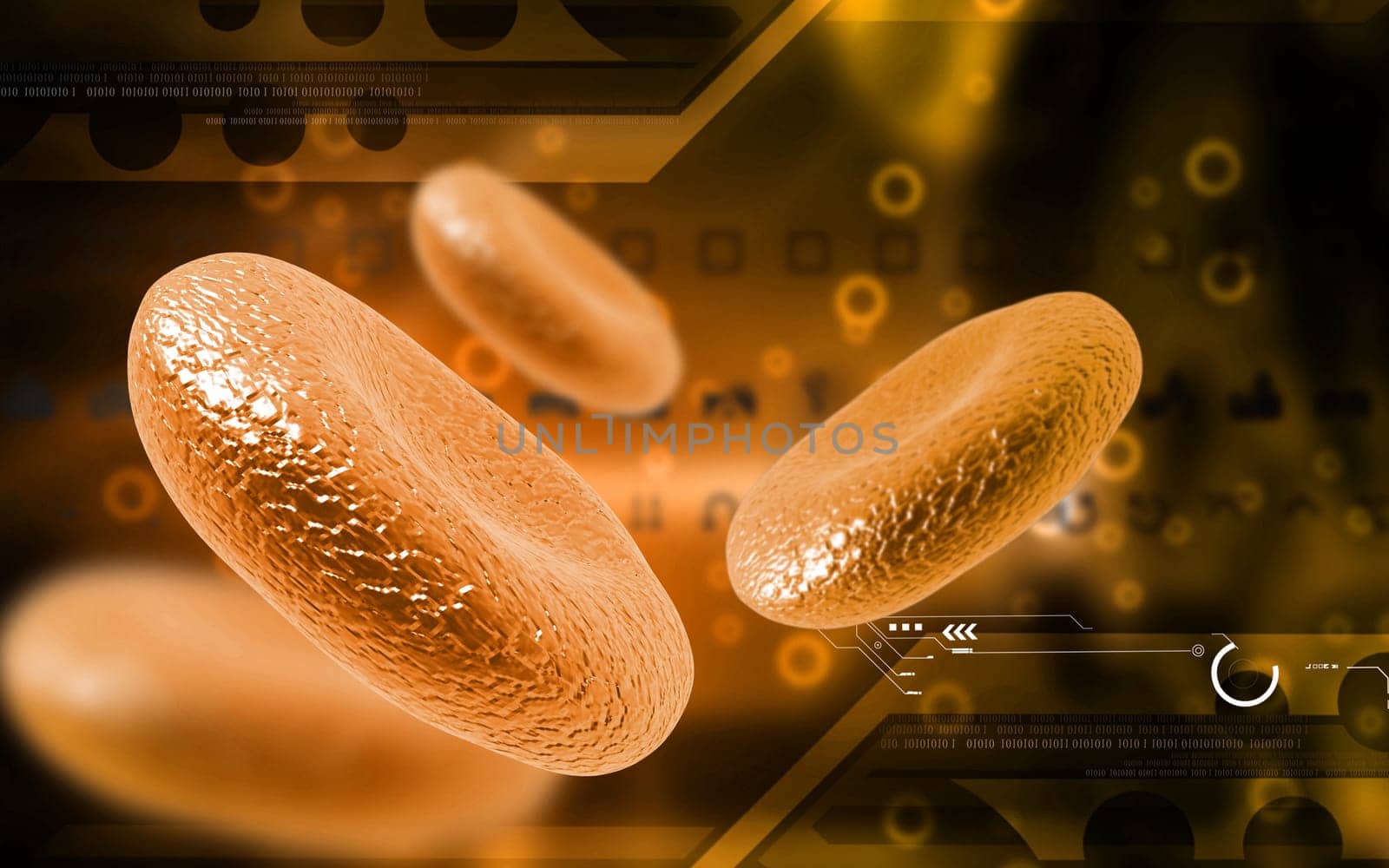 Digital illustration of blood cell in colour background