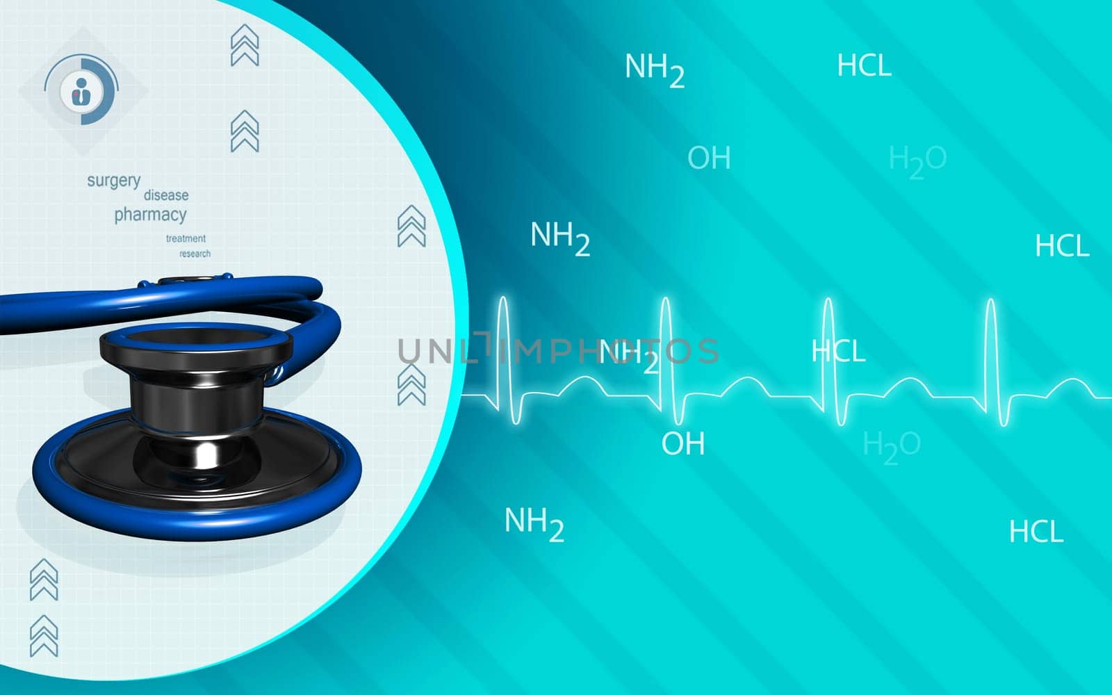 Digital illustration of stethoscope in colour background