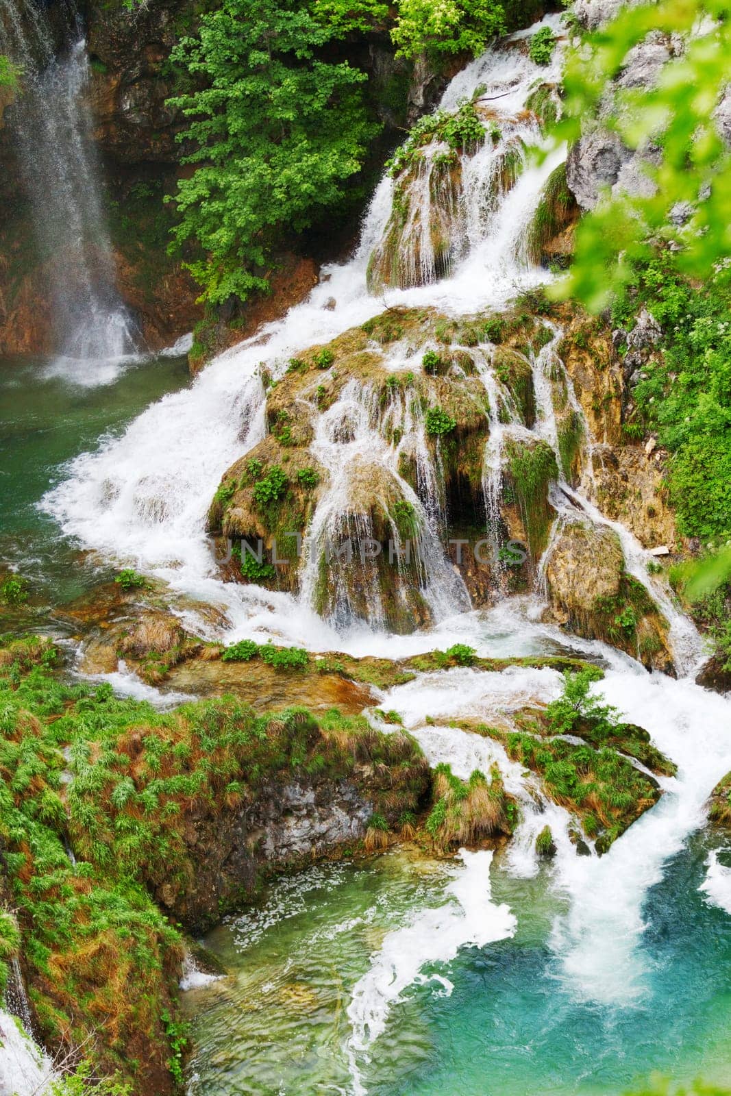 Beautiful lakes of Plitvice Lakes National Park in Croatia in the spring