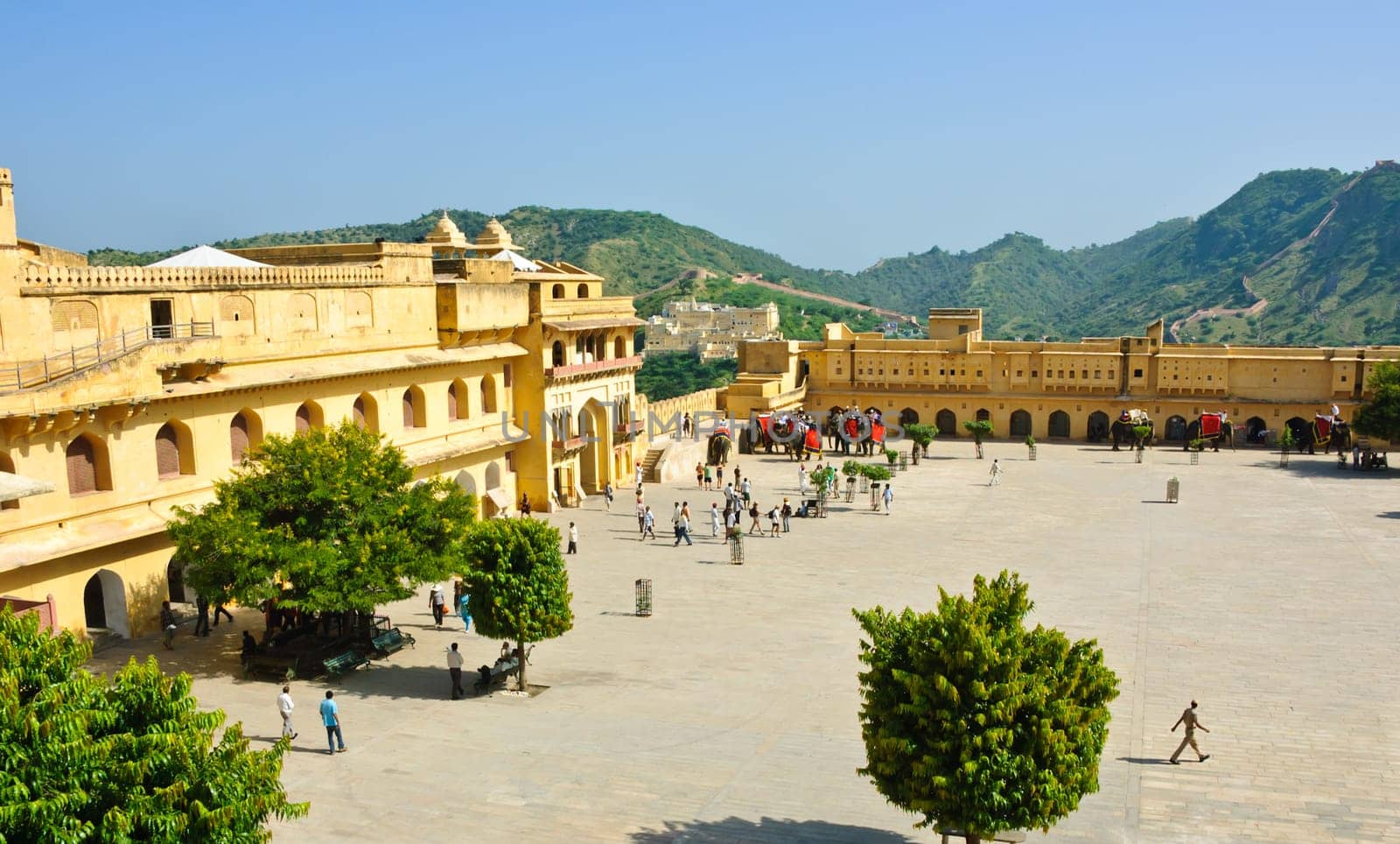 View of courtyard in Amber Fort in Jaipur, India