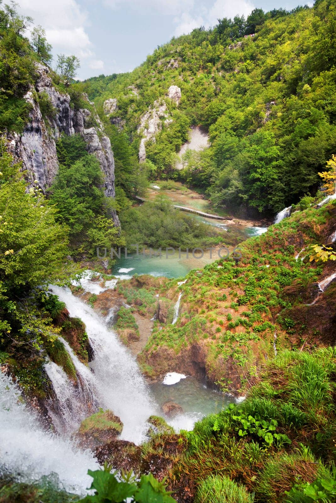 Beautiful lakes of Plitvice Lakes National Park in Croatia in the spring