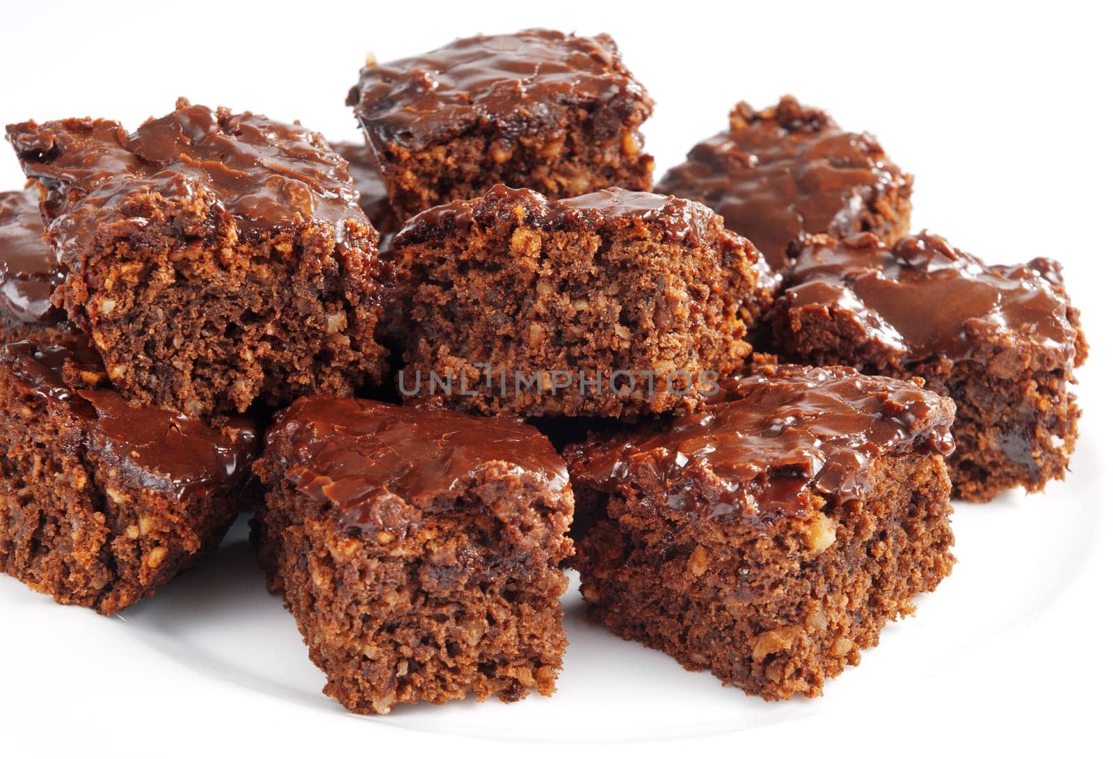 Chocolate cake cut into small pieces