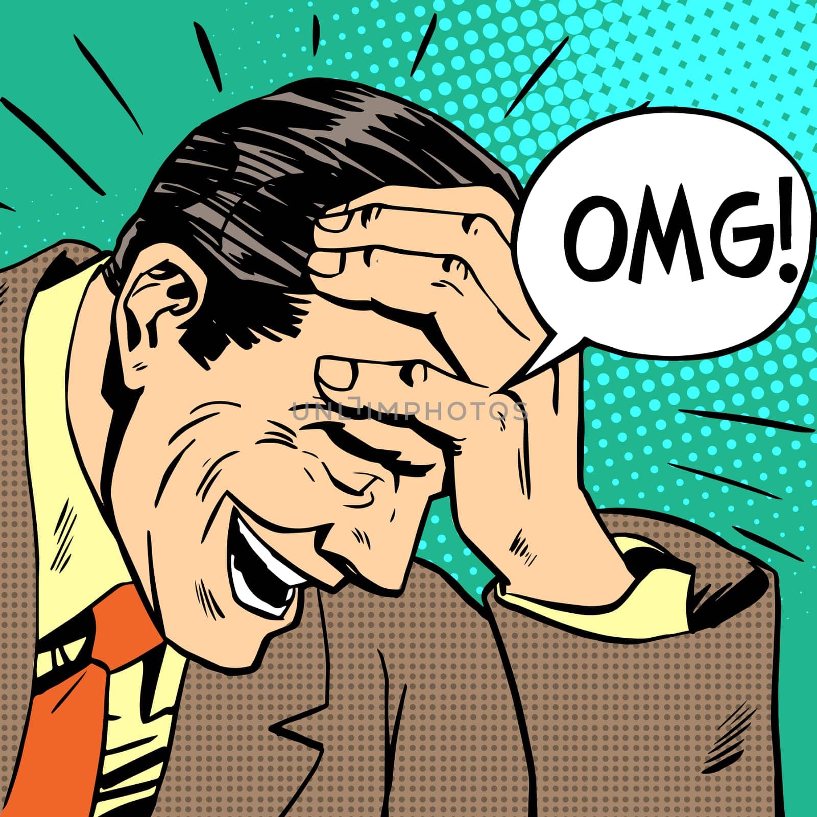OMG man reaction emotions misunderstanding surprisingly retro style