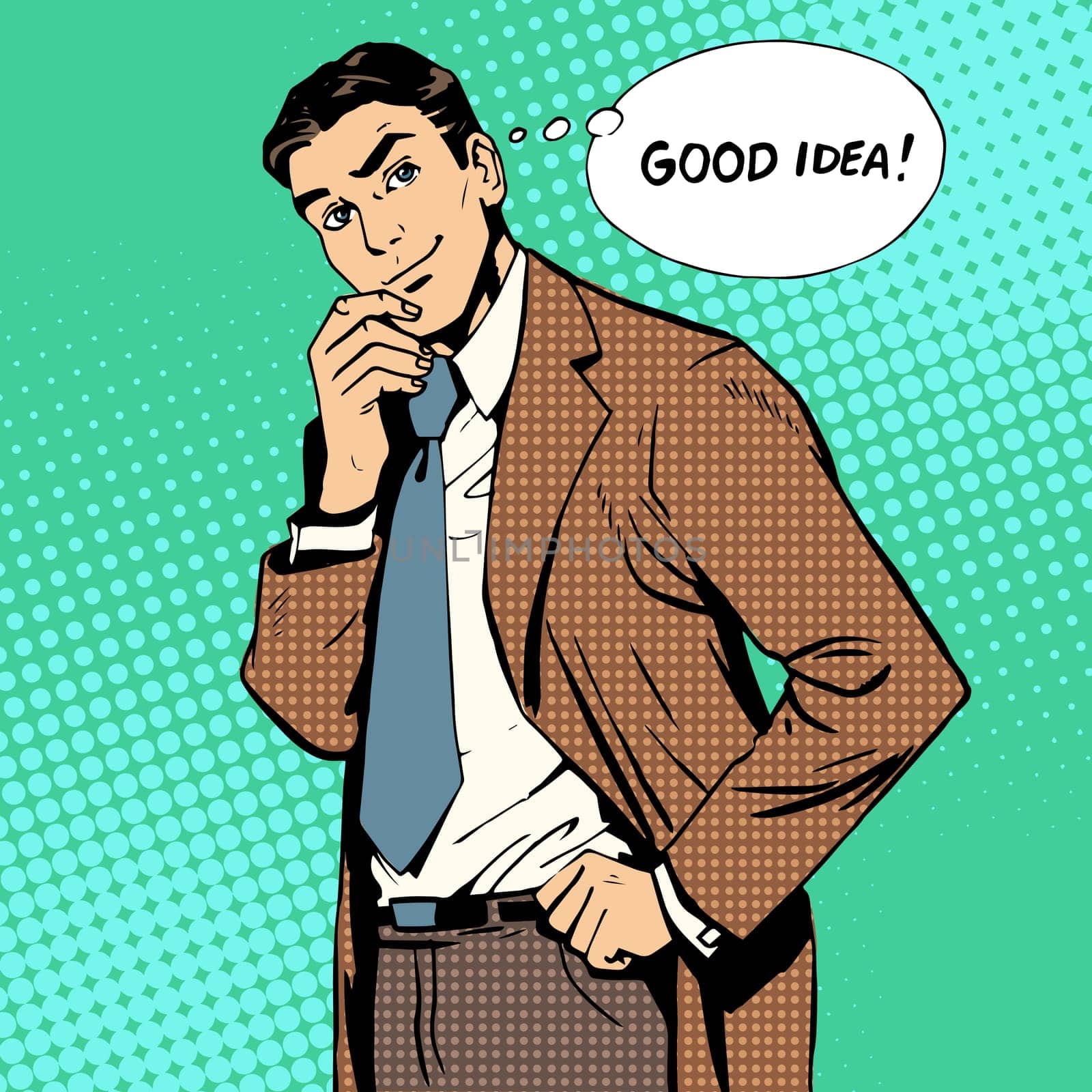 good idea creative businessman teamwork retro style