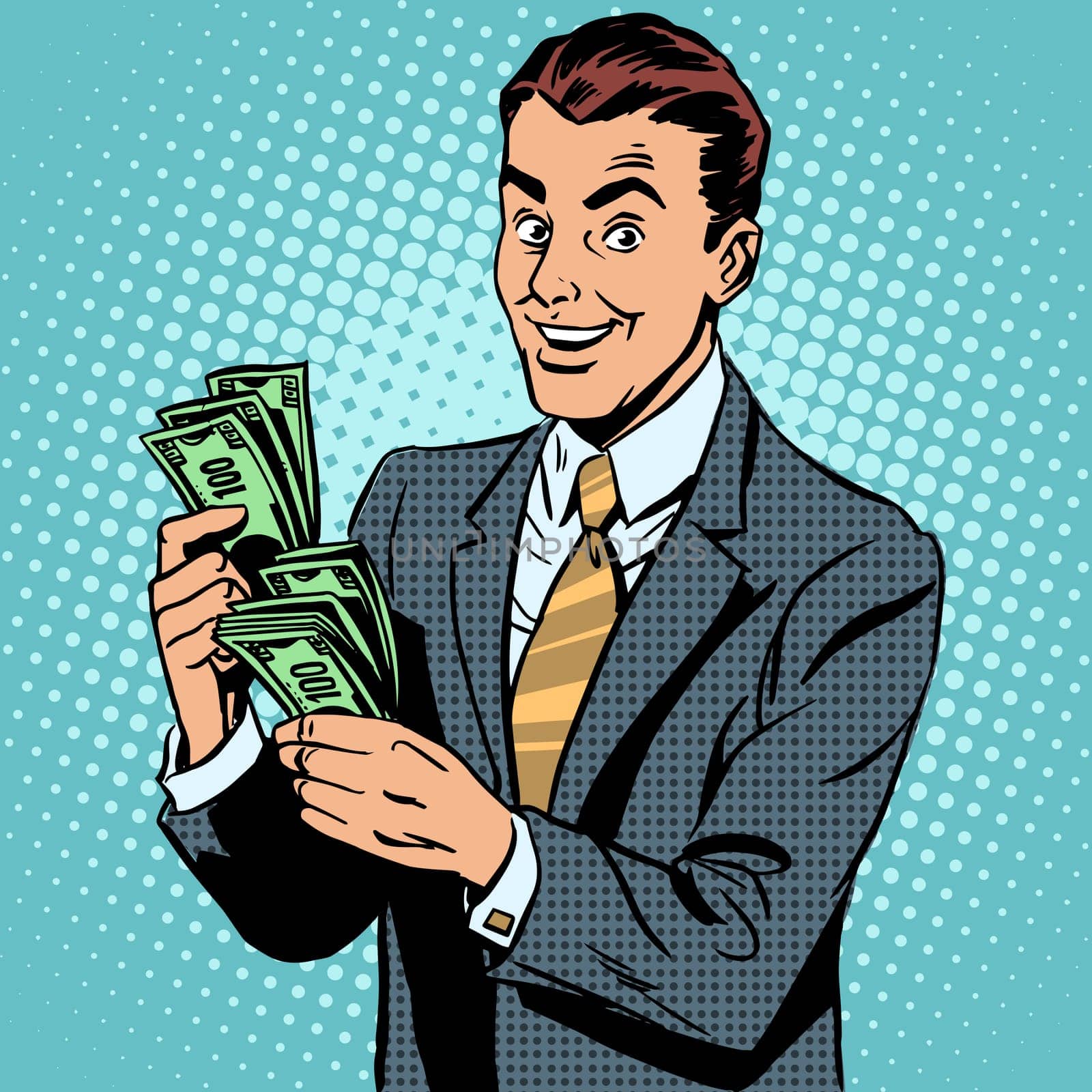 Businessman counting money dollars. Business and Finance