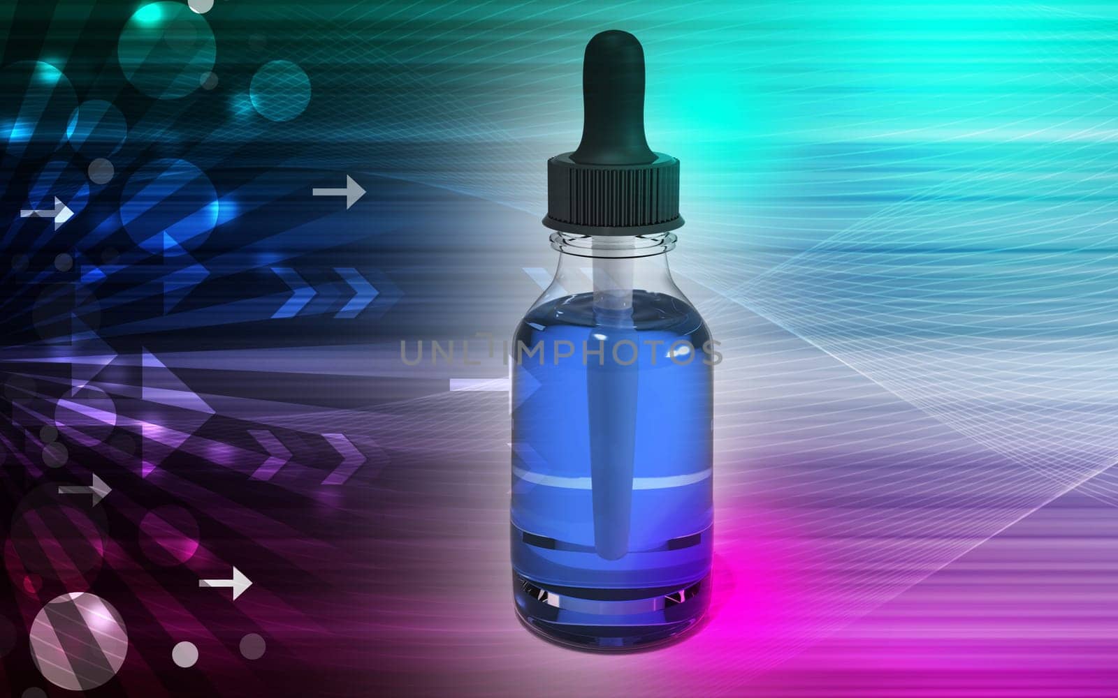 Digital illustration of medicine in color background