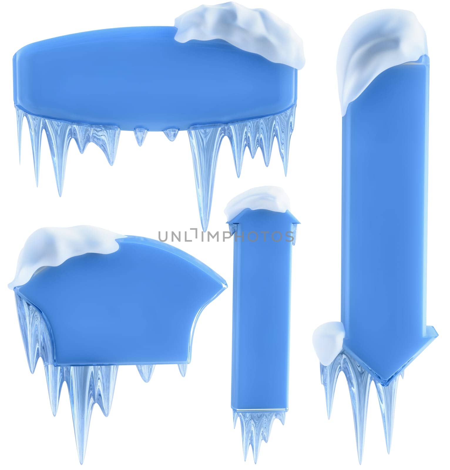 set of banners with snow and icicles, as a symbol winter holidays