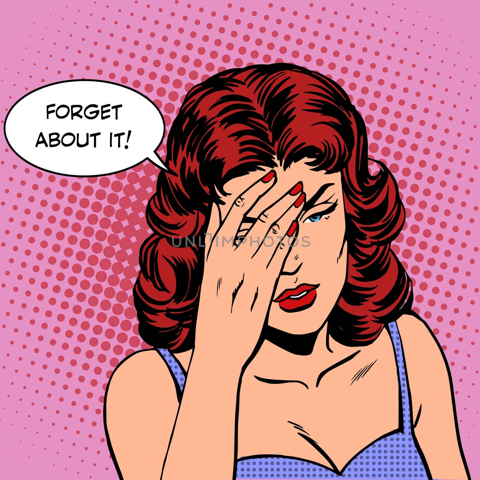 forget about this woman emotions memory. Retro style pop art