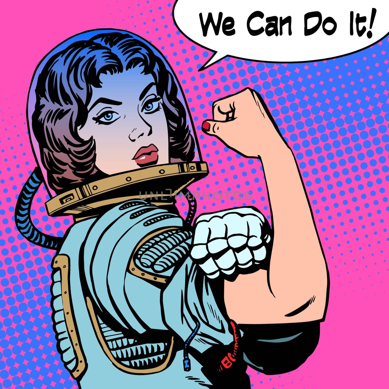 woman astronaut we can do it the power of protest. Retro style pop art